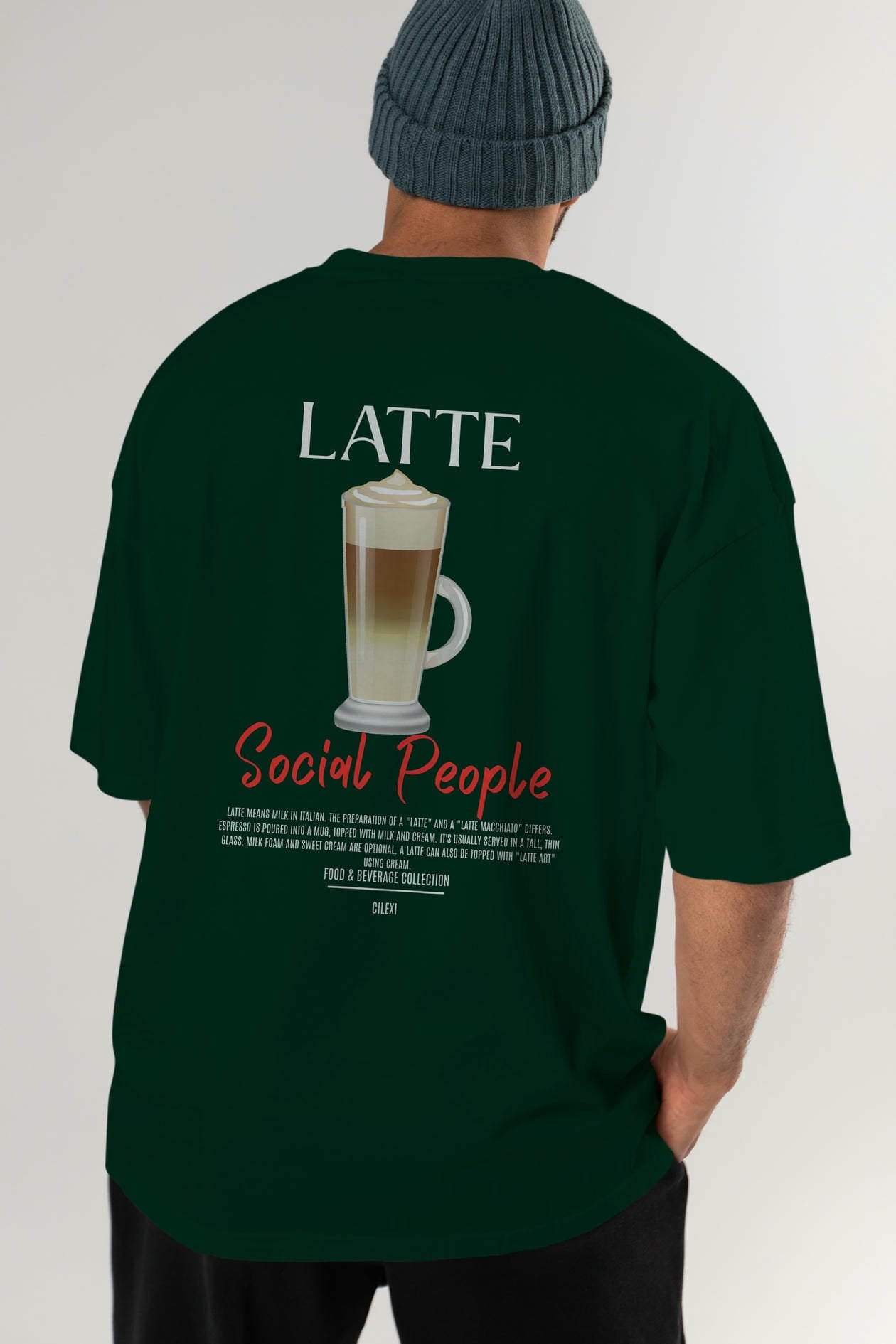 Latte Kokteyl Serisi Baskılı Oversize t-shirt Erkek Kadın Unisex %100 Pamuk Bisiklet Yaka tişort