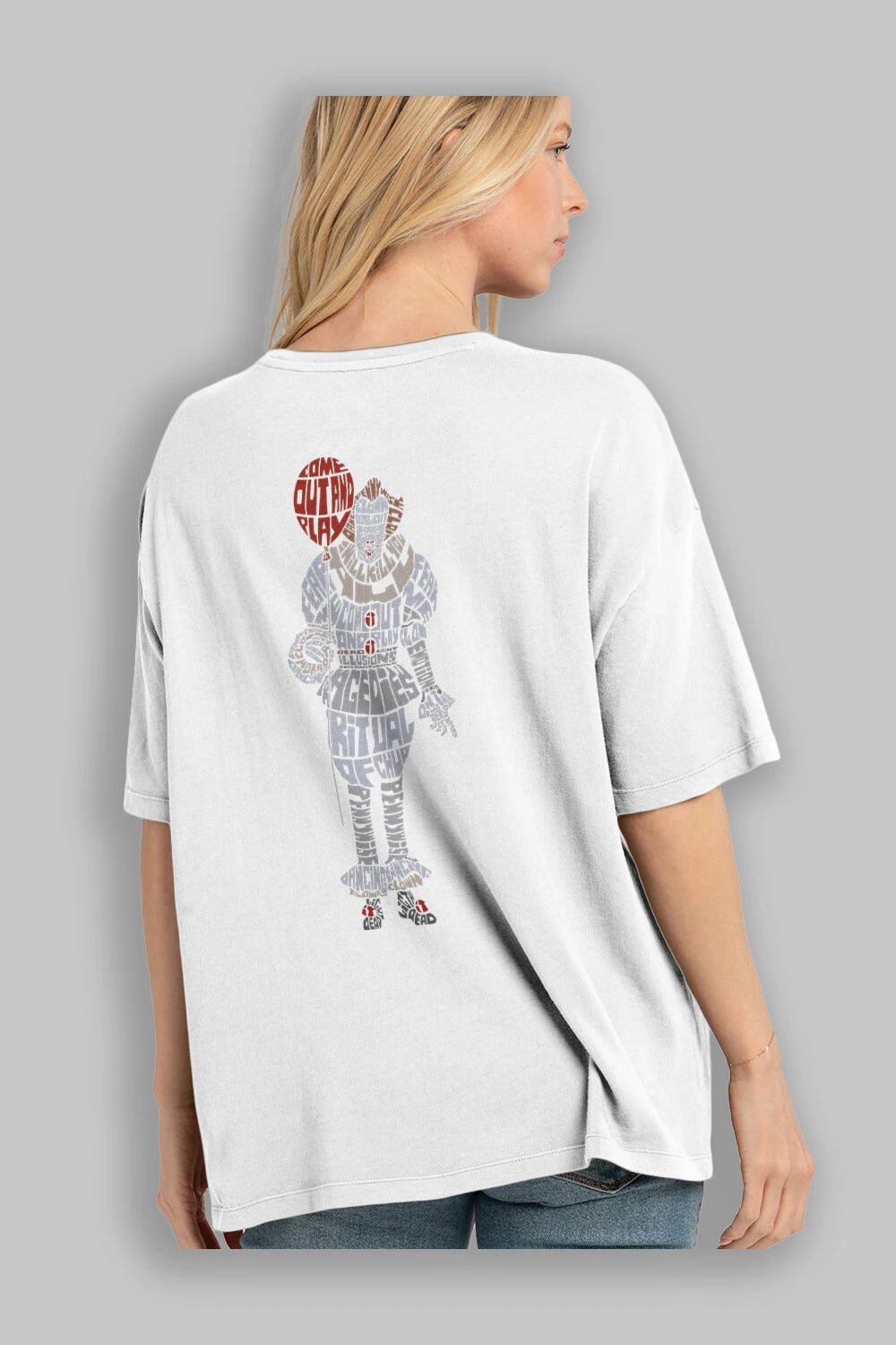 It Arka Baskılı Oversize t-shirt %100 pamuk Erkek Kadın Unisex