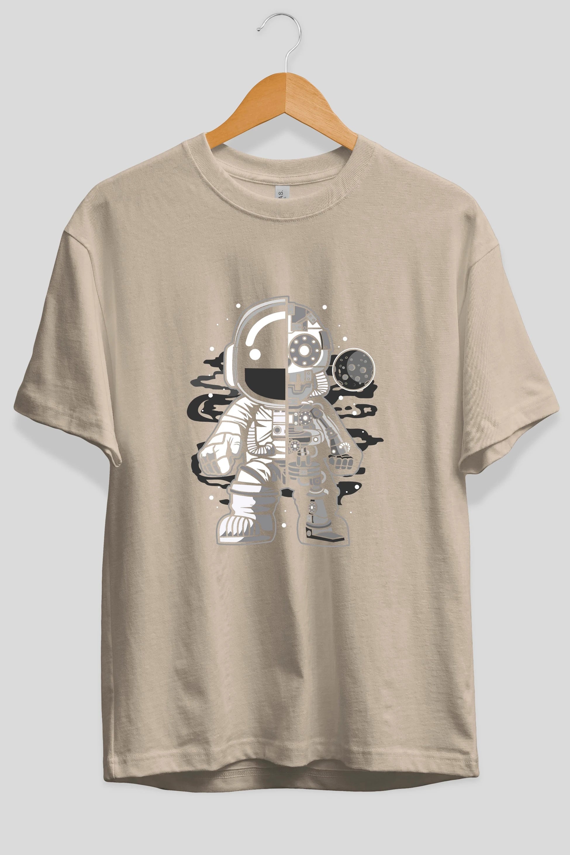 Astronaut Half Robot Ön Baskılı Oversize t-shirt Erkek Kadın Unisex