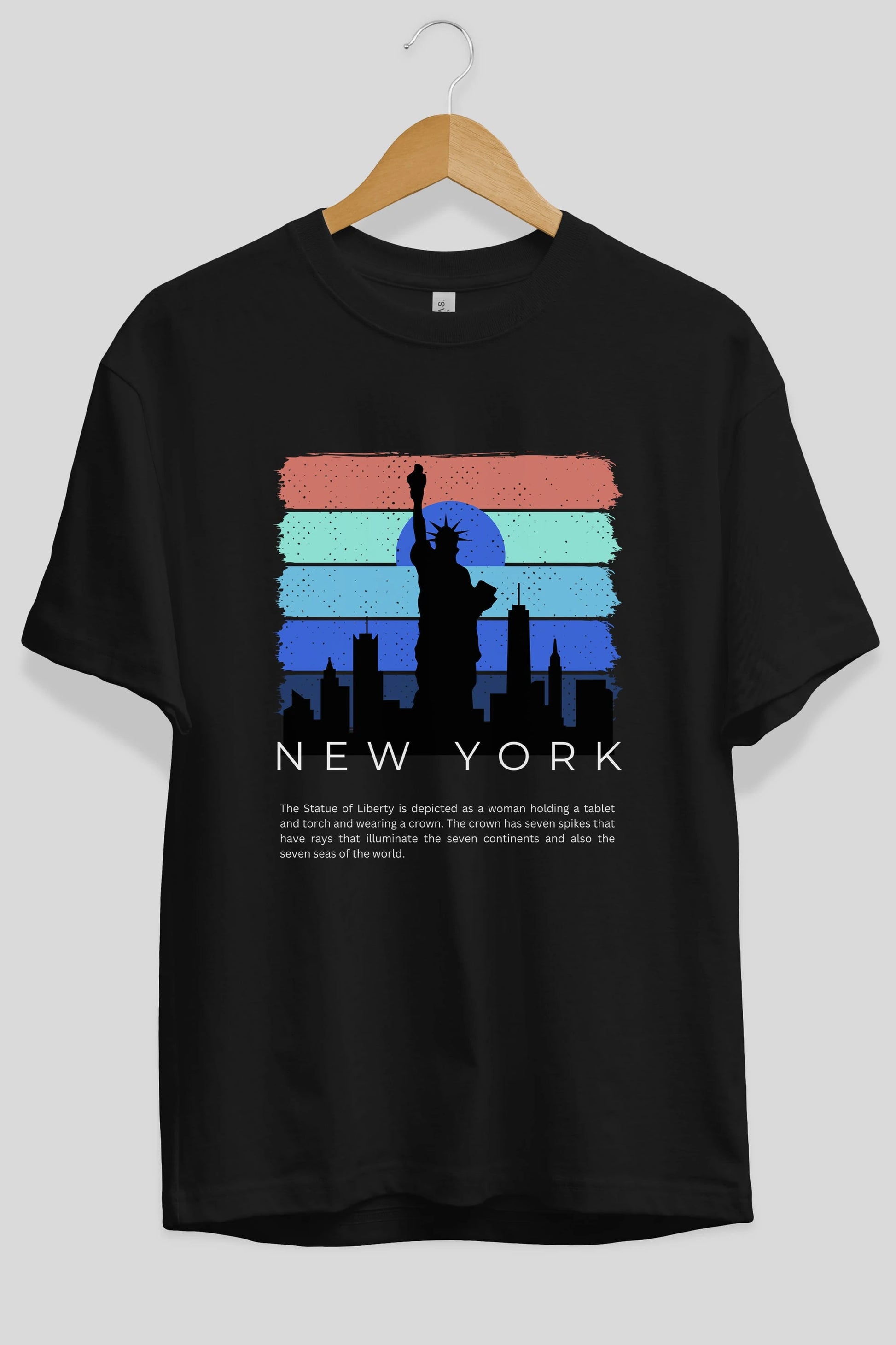 New York Yazılı Ön Baskılı Oversize t-shirt Erkek Kadın Unisex