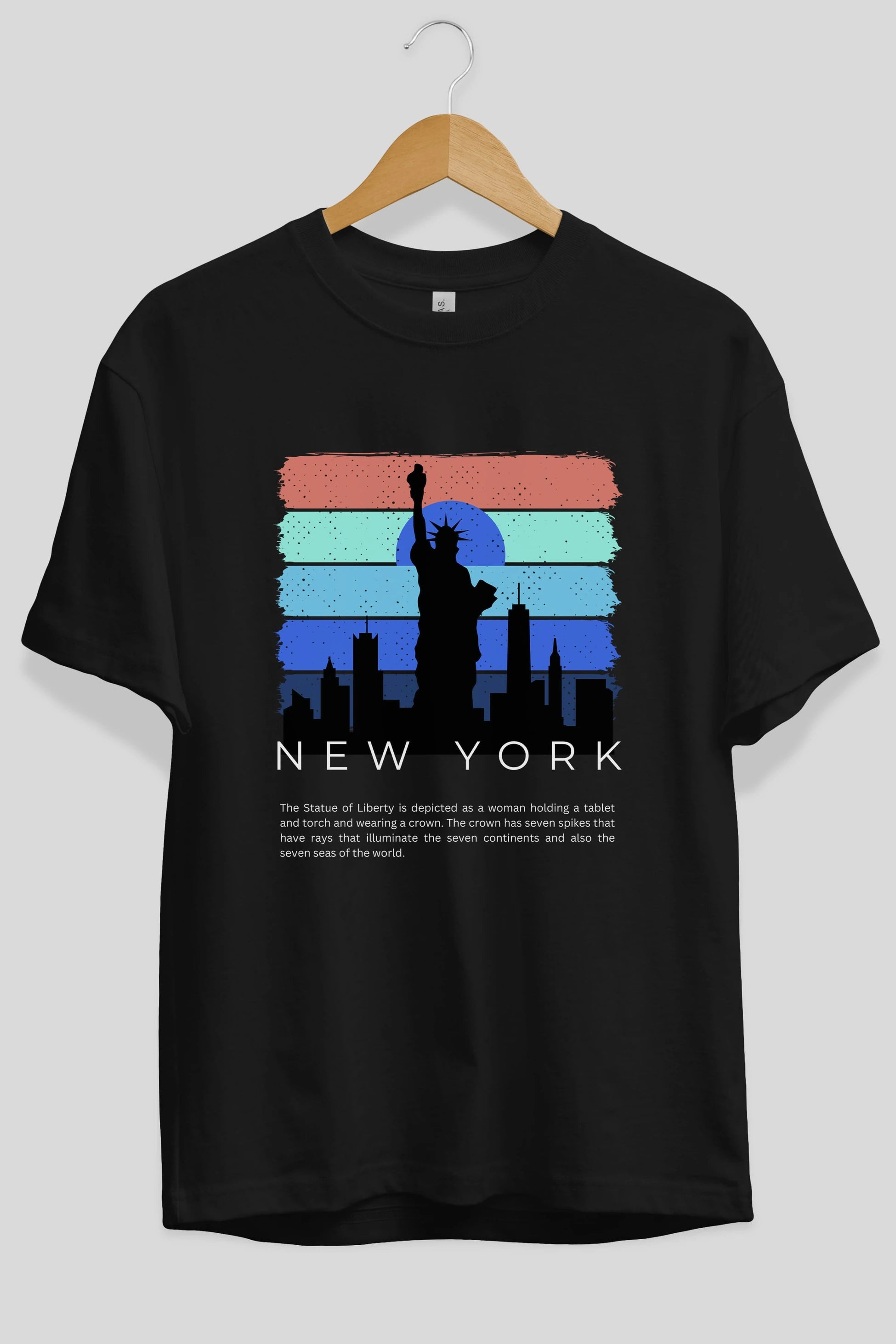 New York Yazılı Ön Baskılı Oversize t-shirt Erkek Kadın Unisex