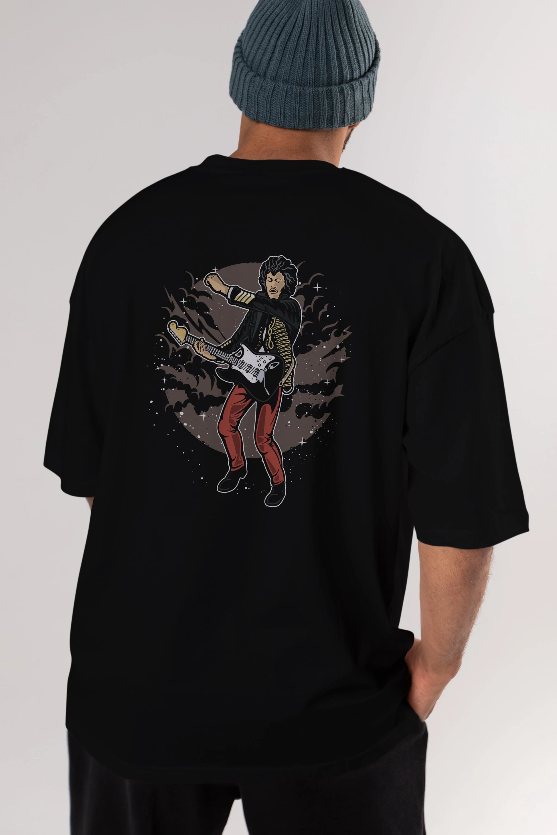 JIMMY HENDRIX Arka Baskılı Oversize t-shirt Erkek Kadın Unisex %100 Pamuk