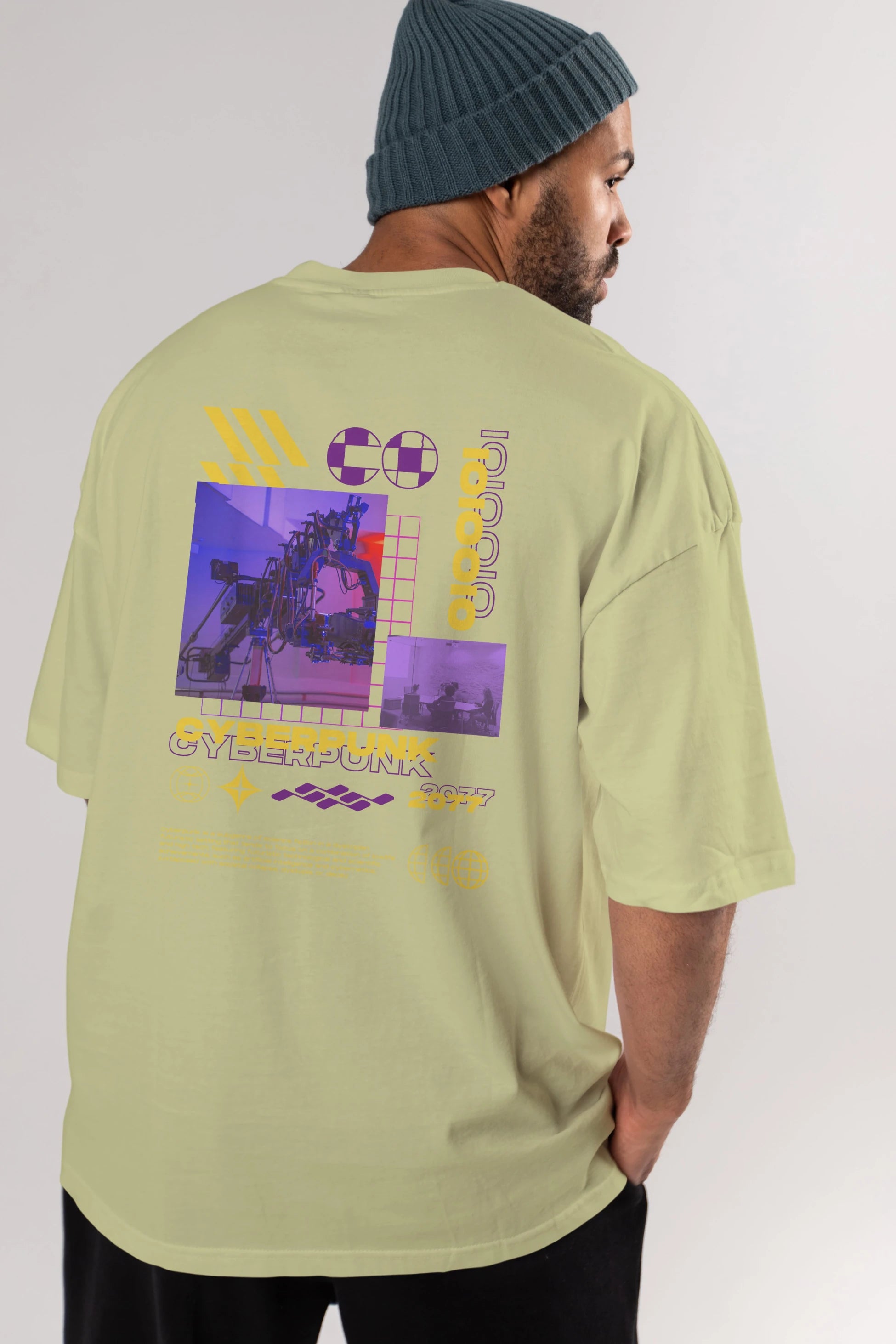 Cyberpunk Yazılı Arka Baskılı Oversize t-shirt Erkek Kadın Unisex