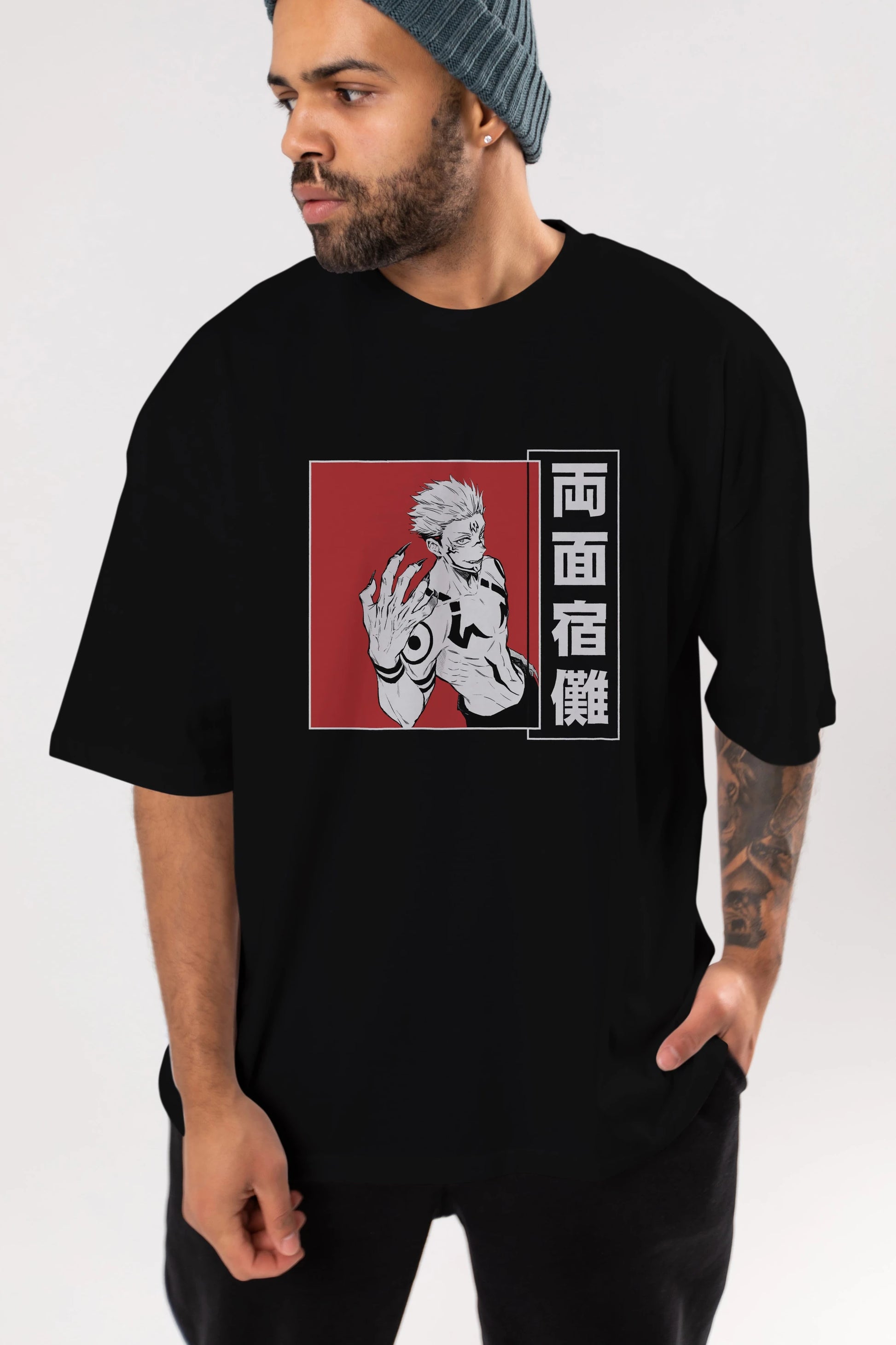 Sukuna Ryoumen 2 Anime Ön Baskılı Oversize t-shirt %100 pamuk Erkek Kadın Unisex