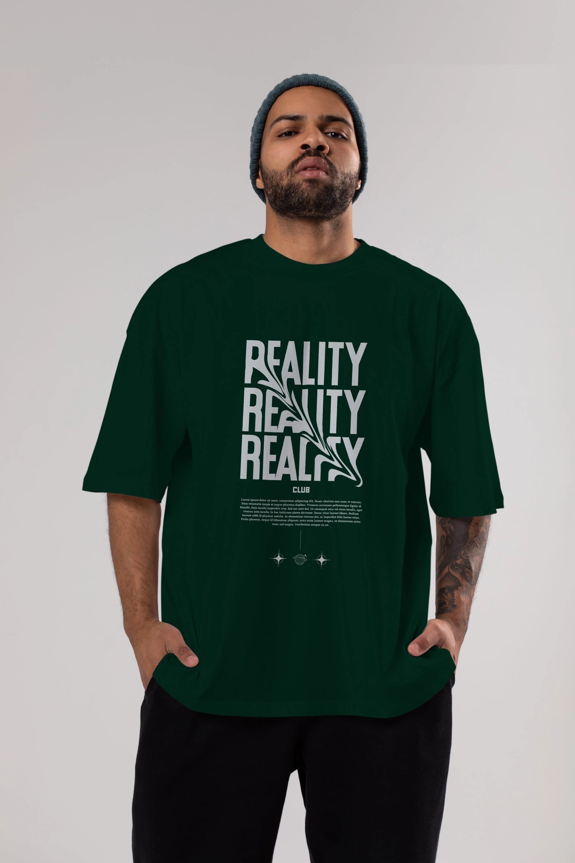 Reality Yazılı Ön Baskılı Oversize t-shirt Erkek Kadın Unisex