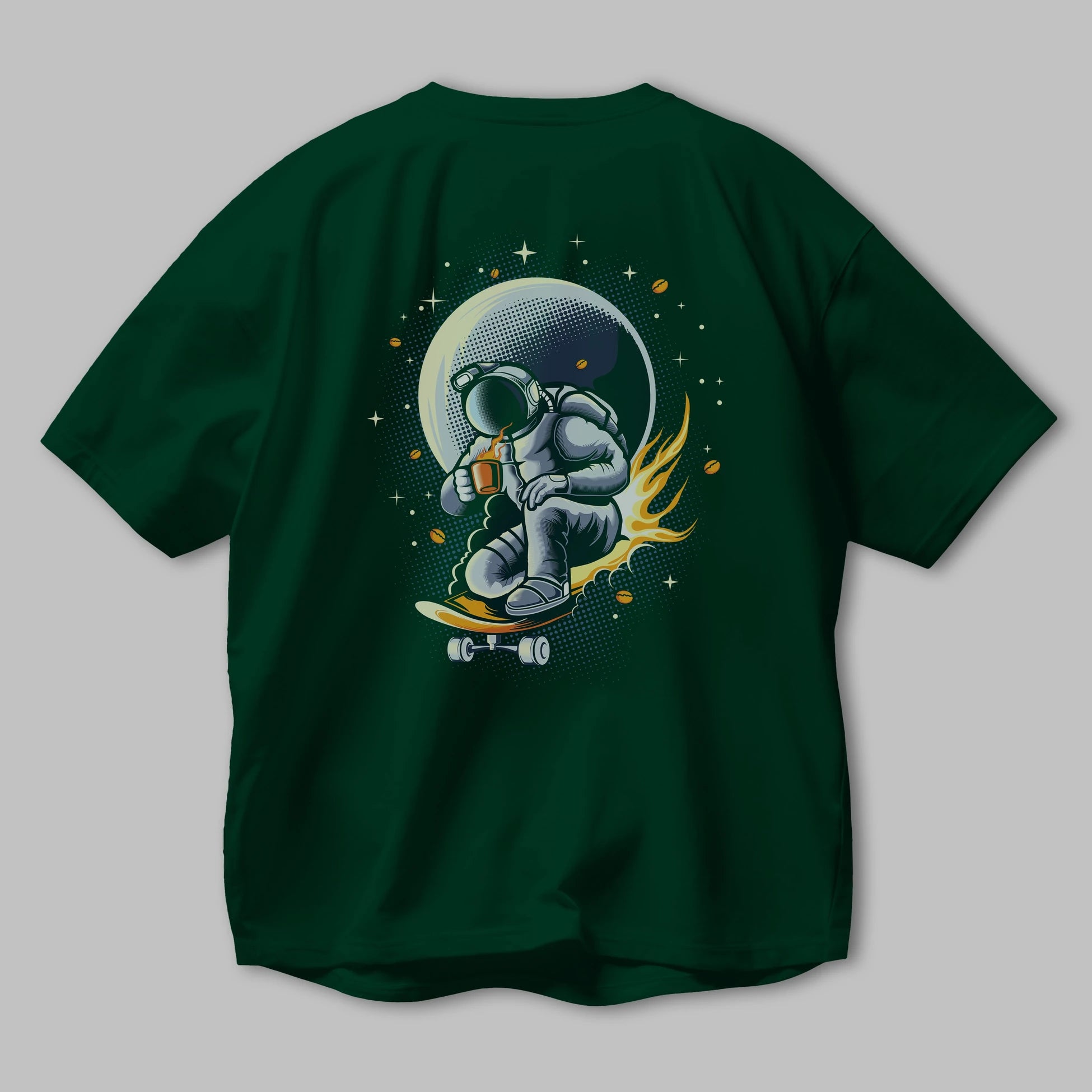 Astro Coffee Addict Arka Baskılı Oversize t-shirt Erkek Kadın Unisex