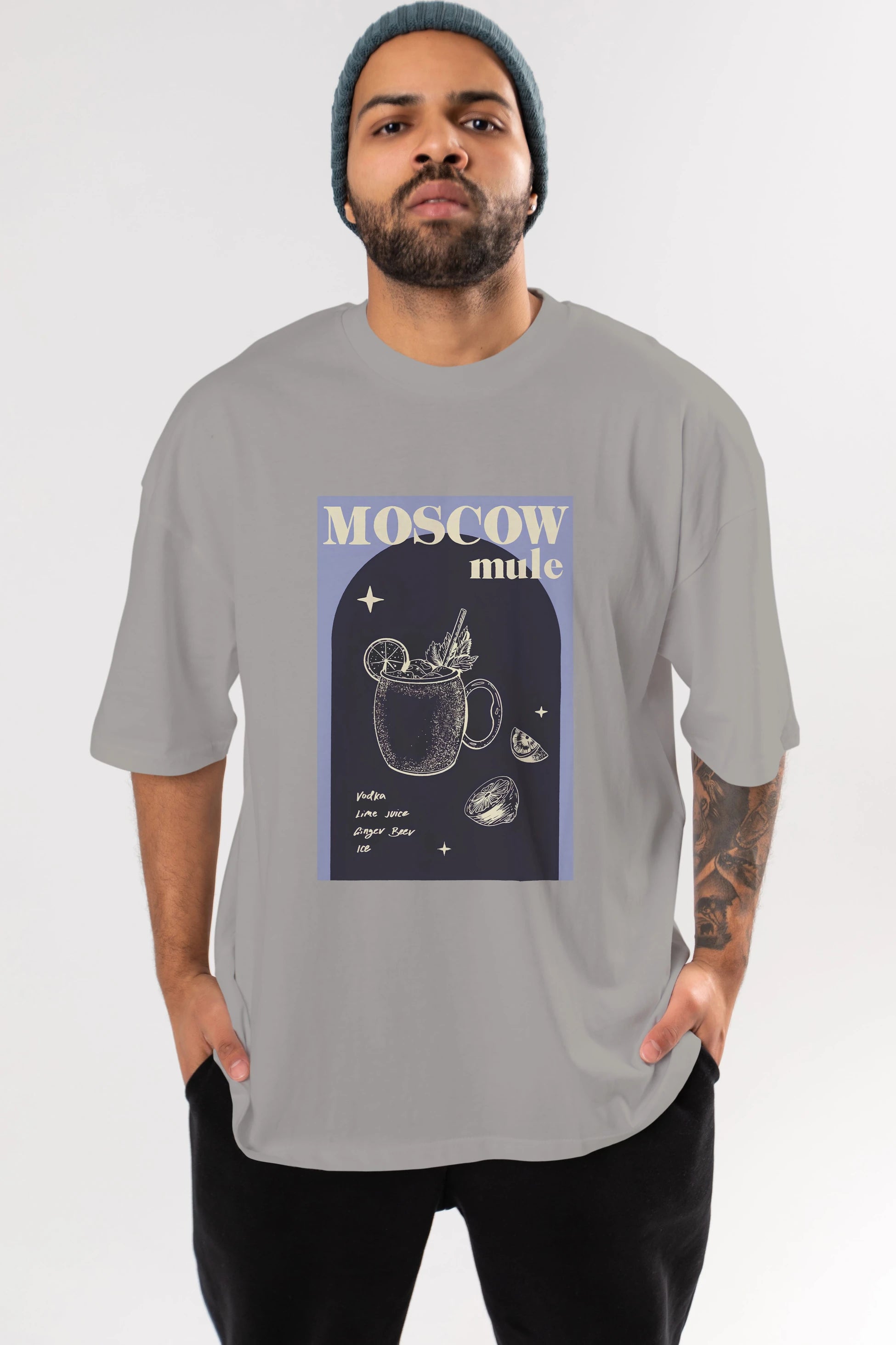 Moscow Mule Ön Baskılı Oversize t-shirt Erkek Kadın Unisex %100 Pamuk Bisiklet Yaka tişort