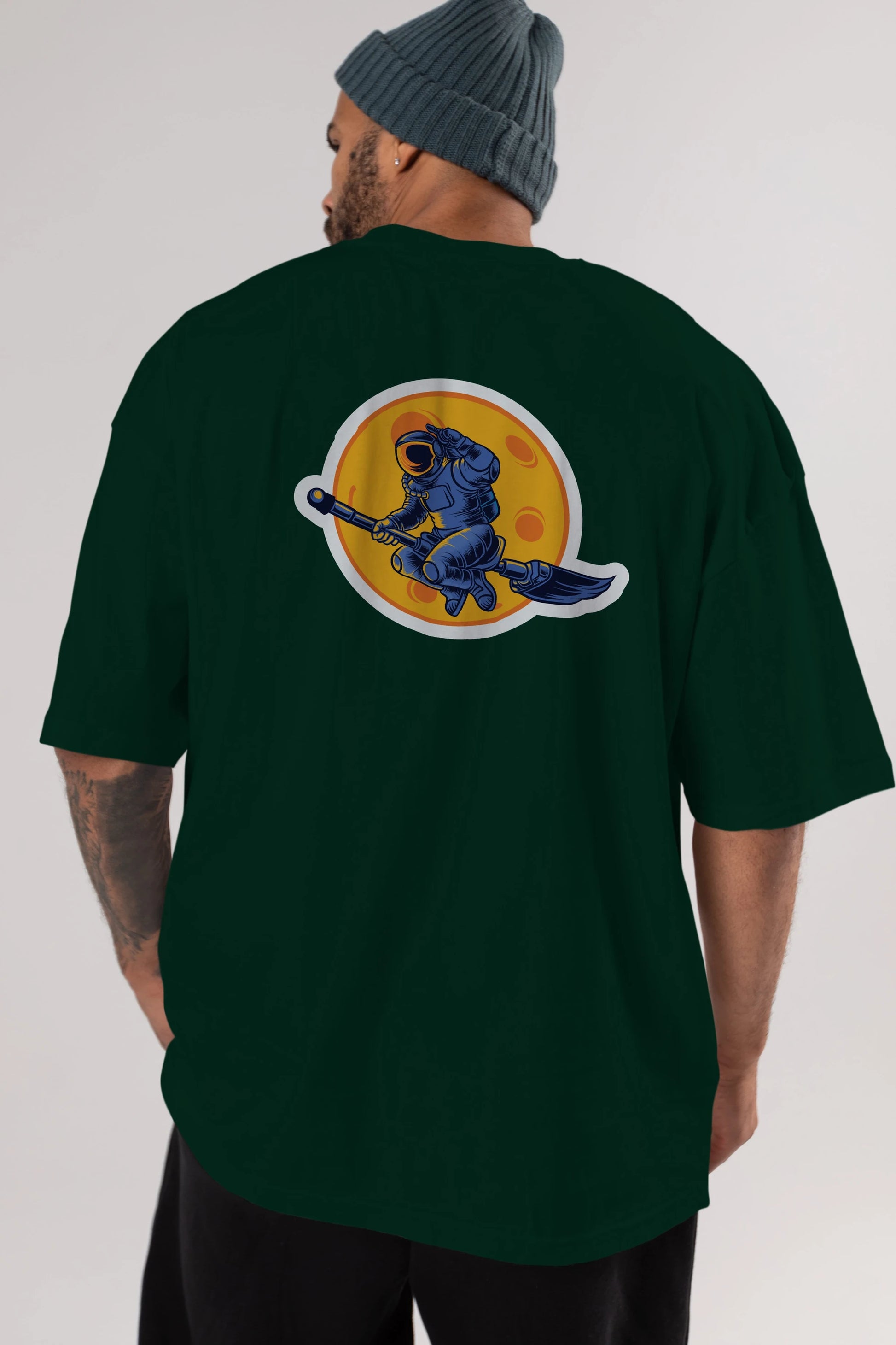 Space Witch Sticker Arka Baskılı Oversize t-shirt Erkek Kadın Unisex
