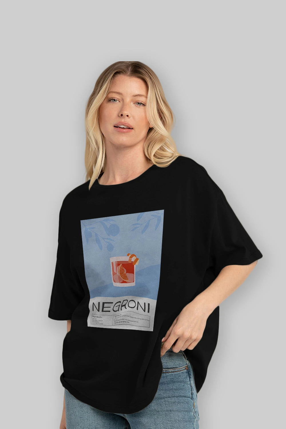 Negroni Ön Baskılı Oversize t-shirt Erkek Kadın Unisex %100 Pamuk Bisiklet Yaka tişort