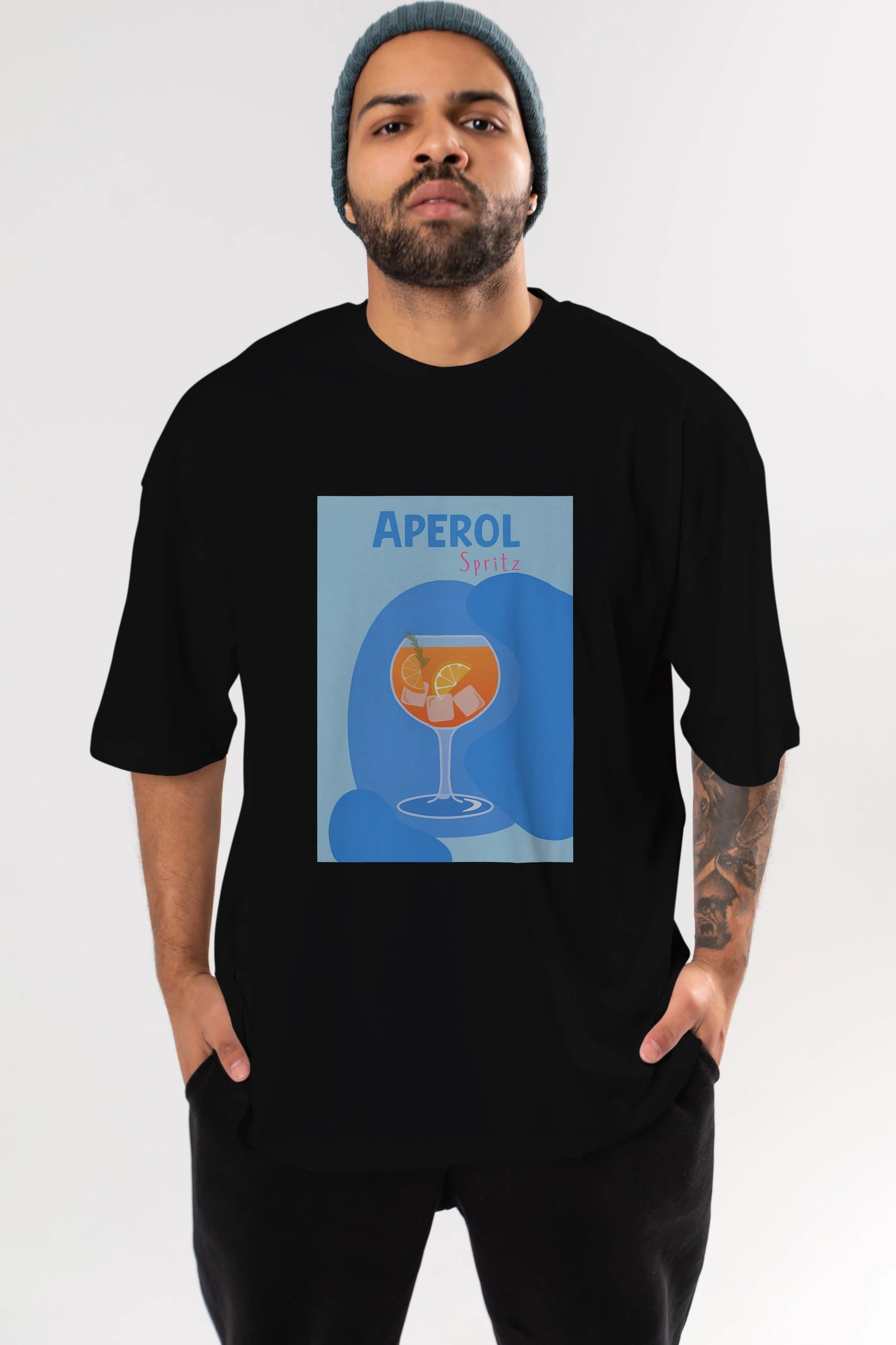 Aperol Spritz 10 Ön Baskılı Oversize t-shirt Erkek Kadın Unisex %100 Pamuk Bisiklet Yaka tişort