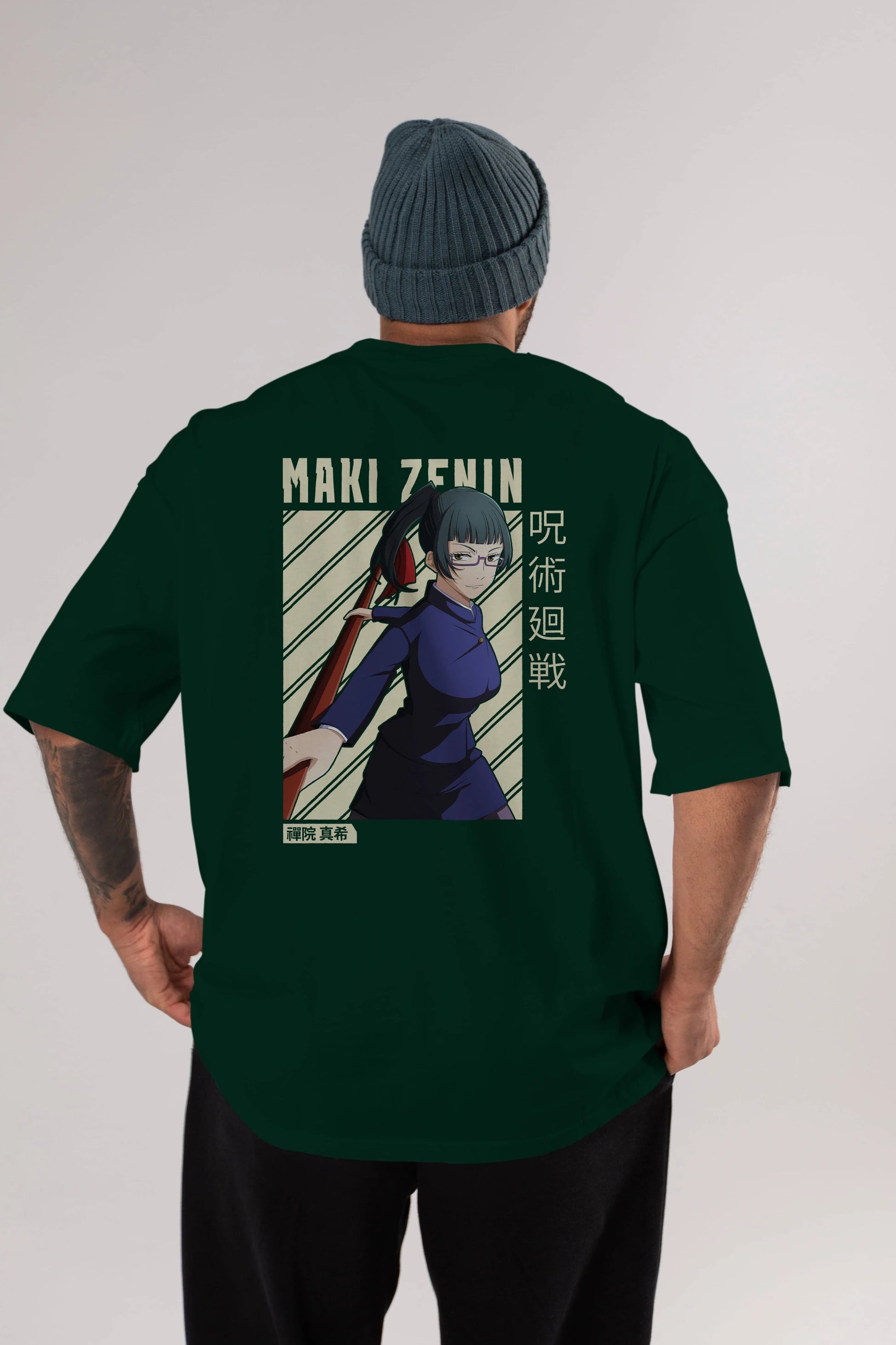 Maki Zenin CHAİNSAWMAN Anime Arka Baskılı Oversize t-shirt Erkek Kadın Unisex