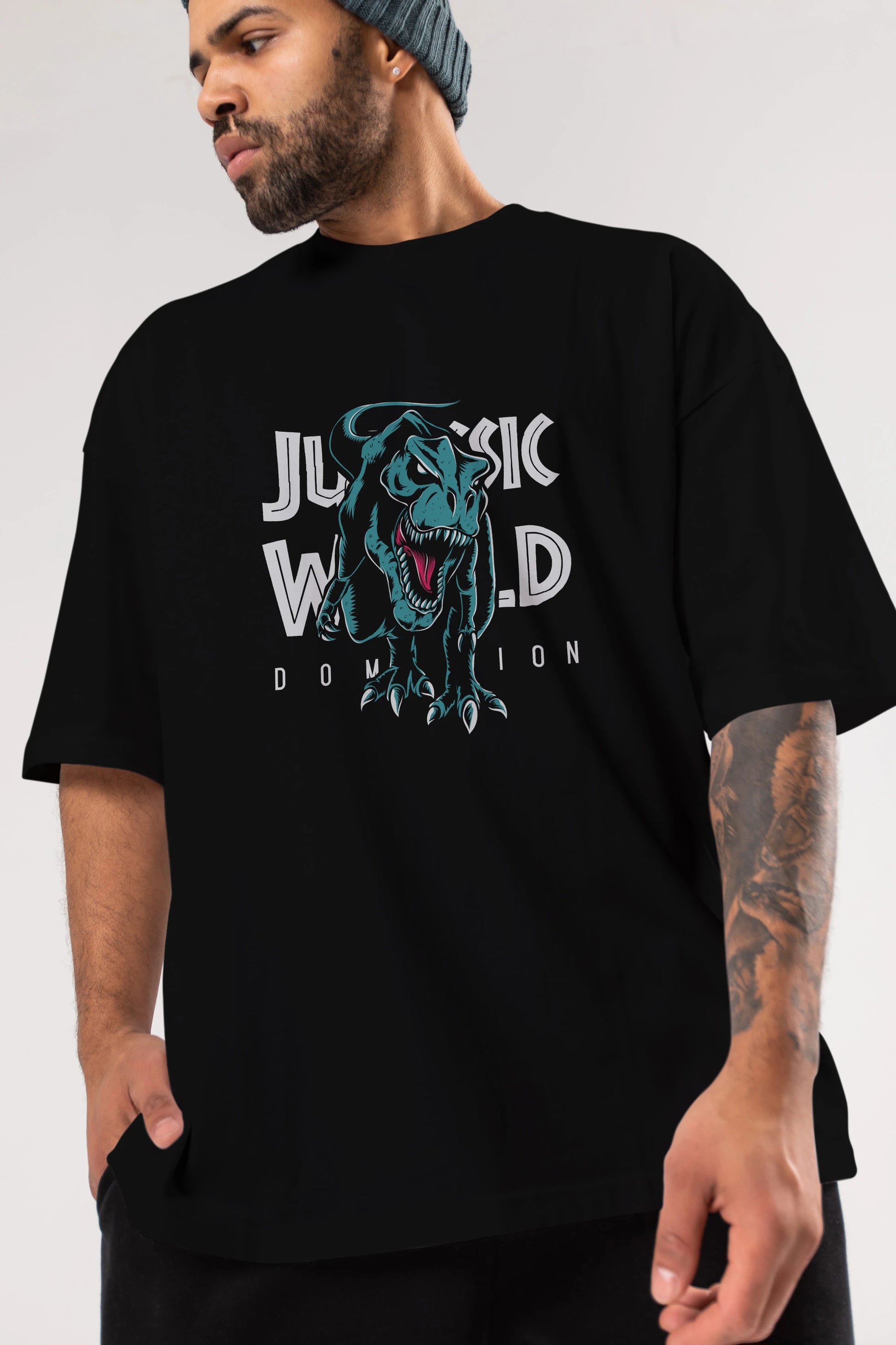 Jurassic Park (1) Ön Baskılı Oversize t-shirt Erkek Kadın Unisex %100 Pamuk Bisiklet Yaka tişort