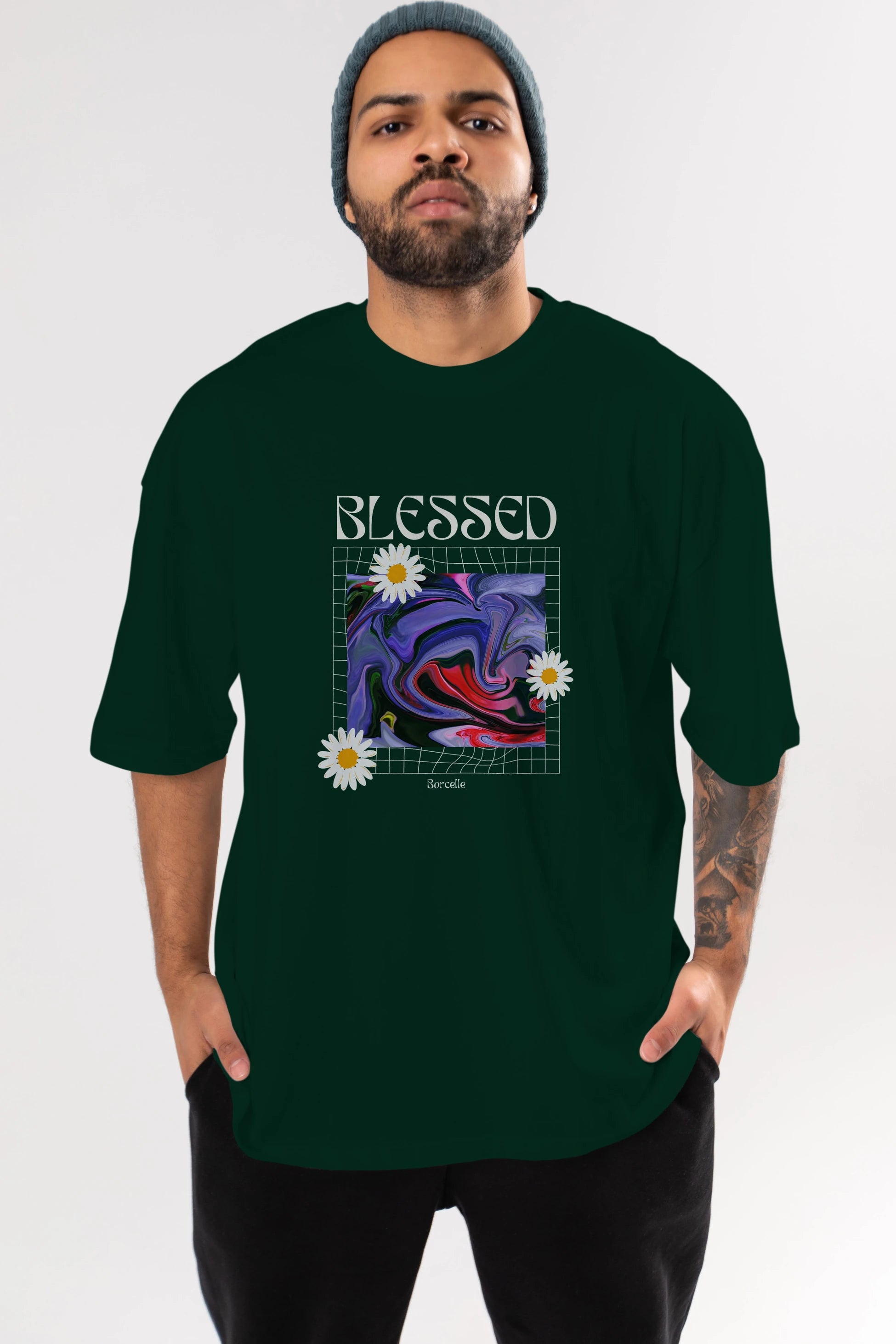 Blessed Ön Baskılı Oversize t-shirt Erkek Kadın Unisex