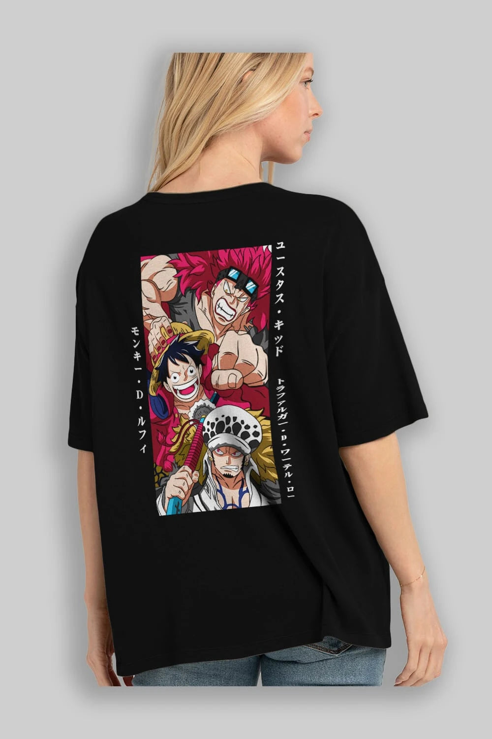 SUPER NOVAS one piece Anime Arka Baskılı Oversize t-shirt Erkek Kadın Unisex