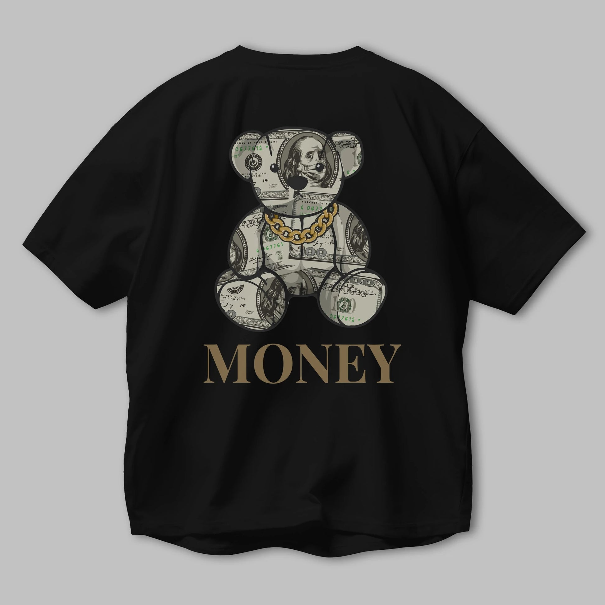 Teddy Bear Money Arka Baskılı Oversize t-shirt Erkek Kadın Unisex