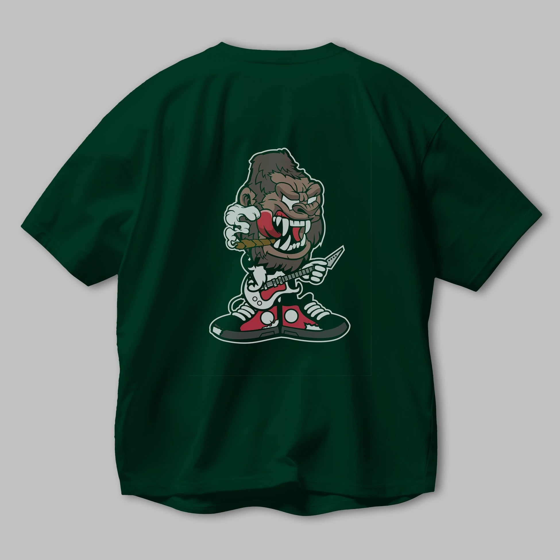 Gorilla Rock Star Arka Baskılı Oversize t-shirt Erkek Kadın Unisex %100 Pamuk tişort