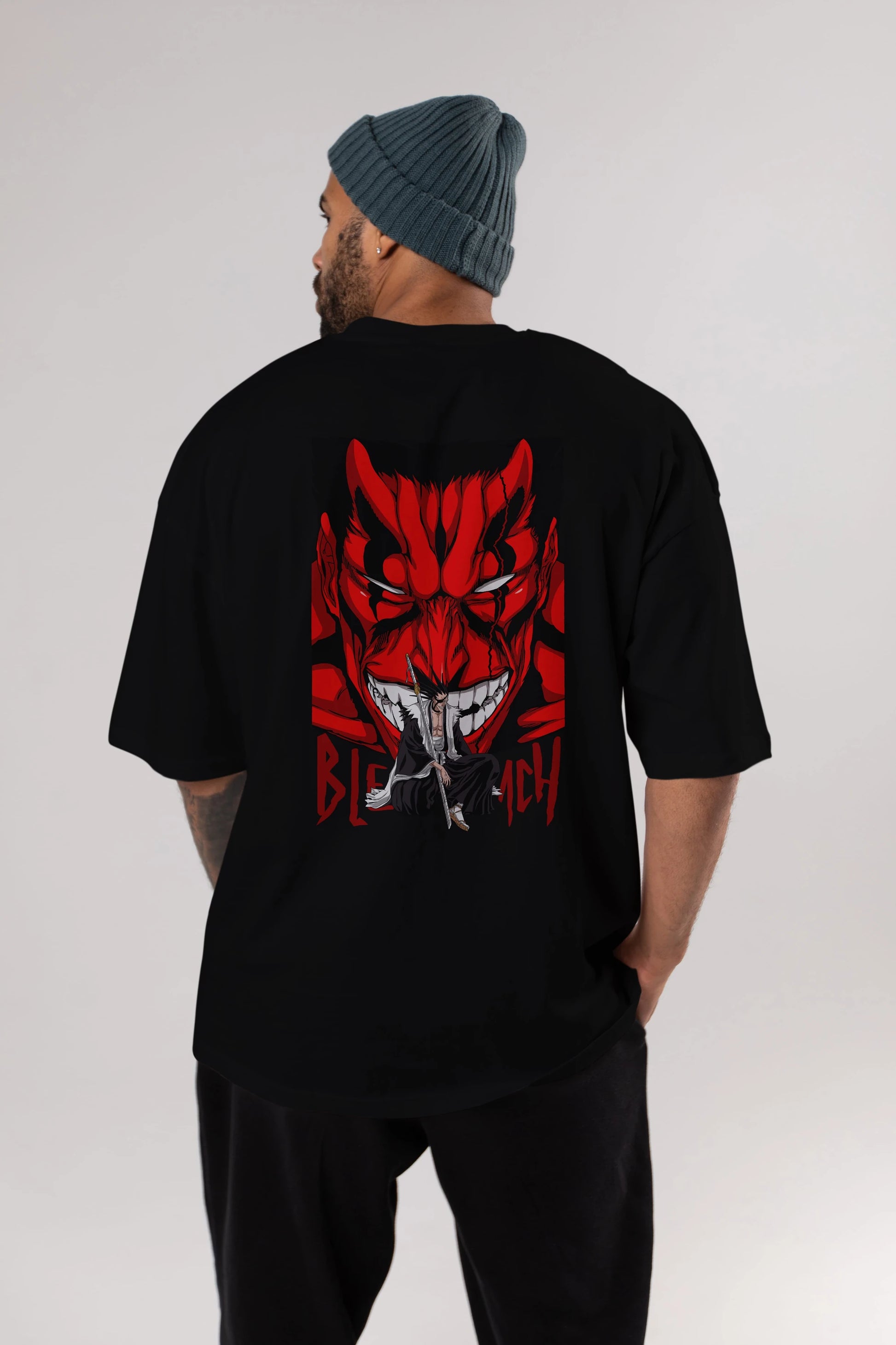KENPACHI ZARAKI BLEACH Anime Arka Baskılı Oversize t-shirt Erkek Kadın Unisex