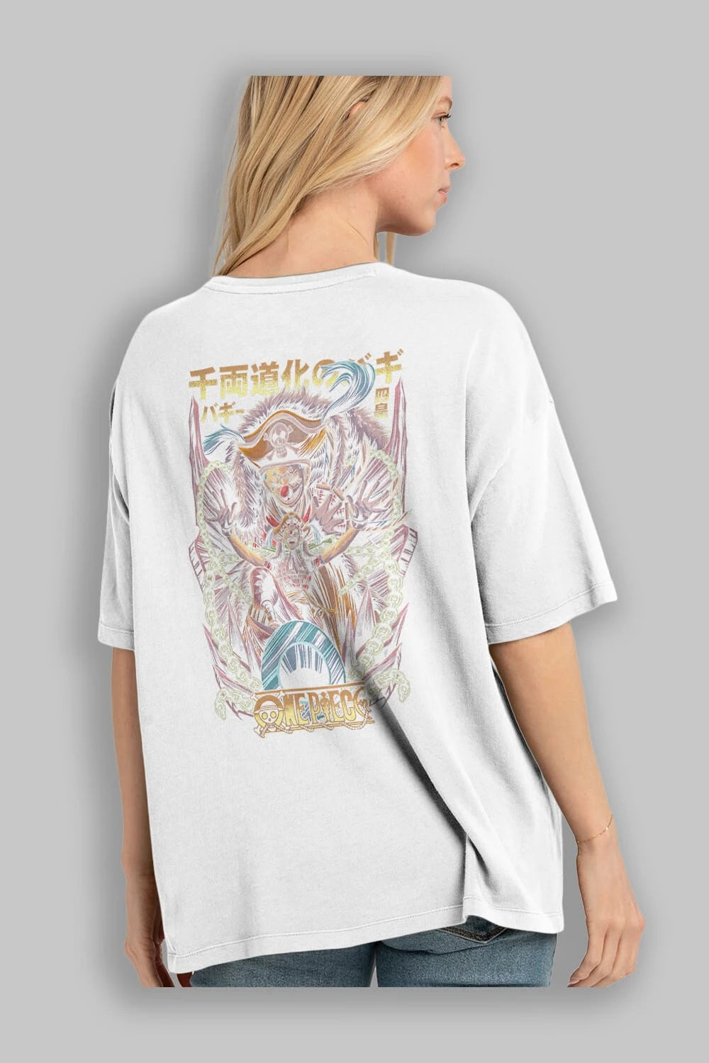 ONE PIECE (5) Anime Arka Baskılı Oversize t-shirt Erkek Kadın Unisex