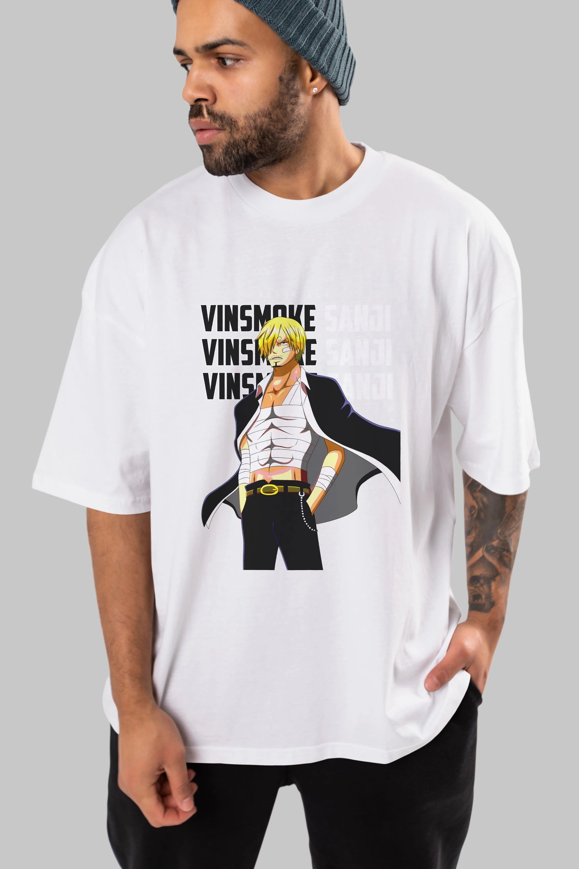 Sanji Anime Ön Baskılı Oversize t-shirt Erkek Kadın Unisex