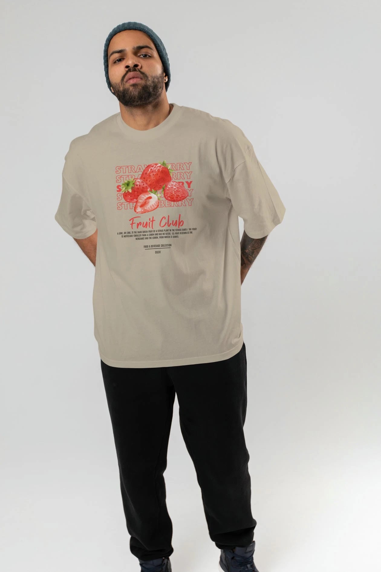 Strawberry Ön Baskılı Oversize t-shirt Erkek Kadın Pamuk Bisiklet Yaka tişort