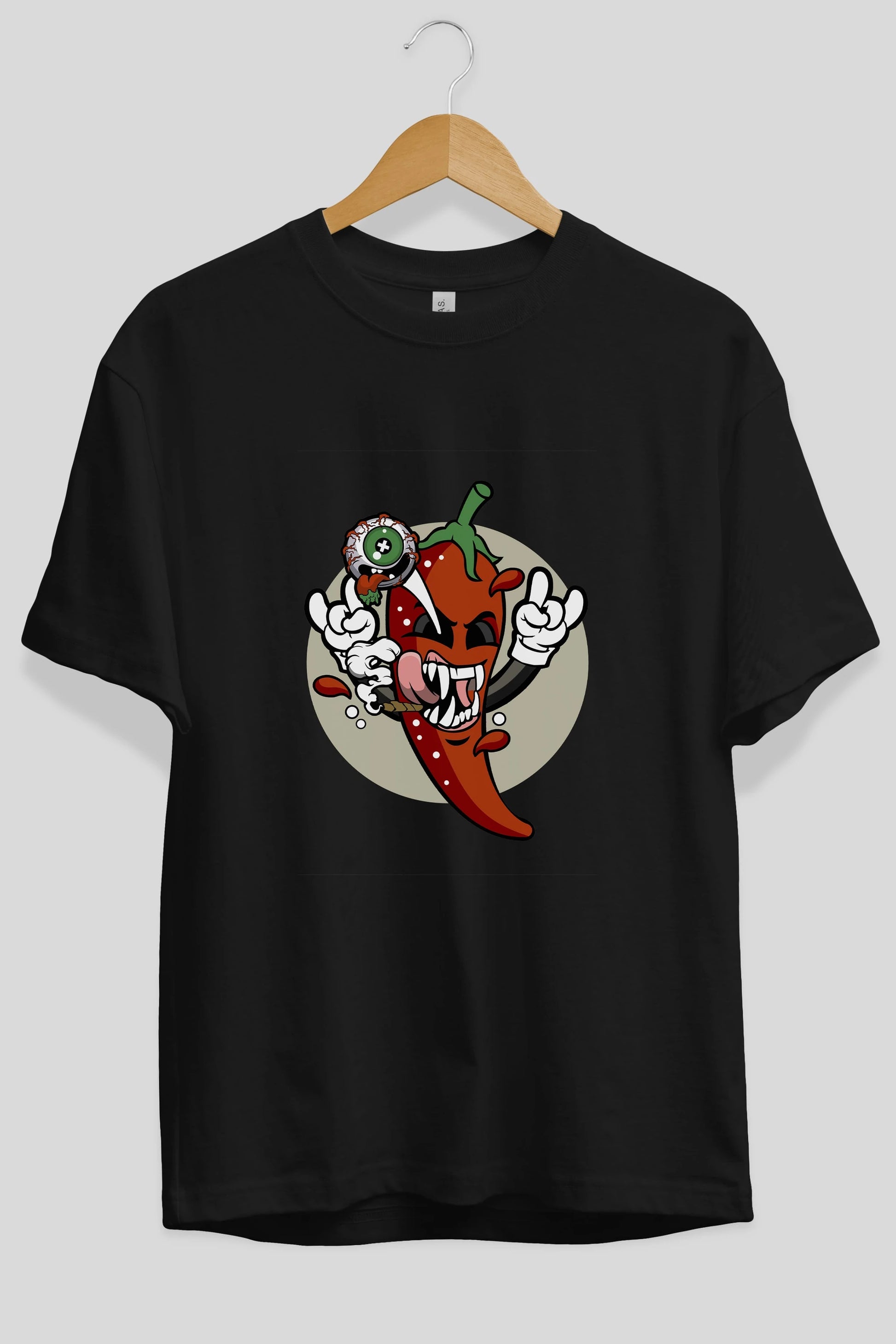 Chili Monster Ön Baskılı Oversize t-shirt Erkek Kadın Unisex %100 Pamuk tişort