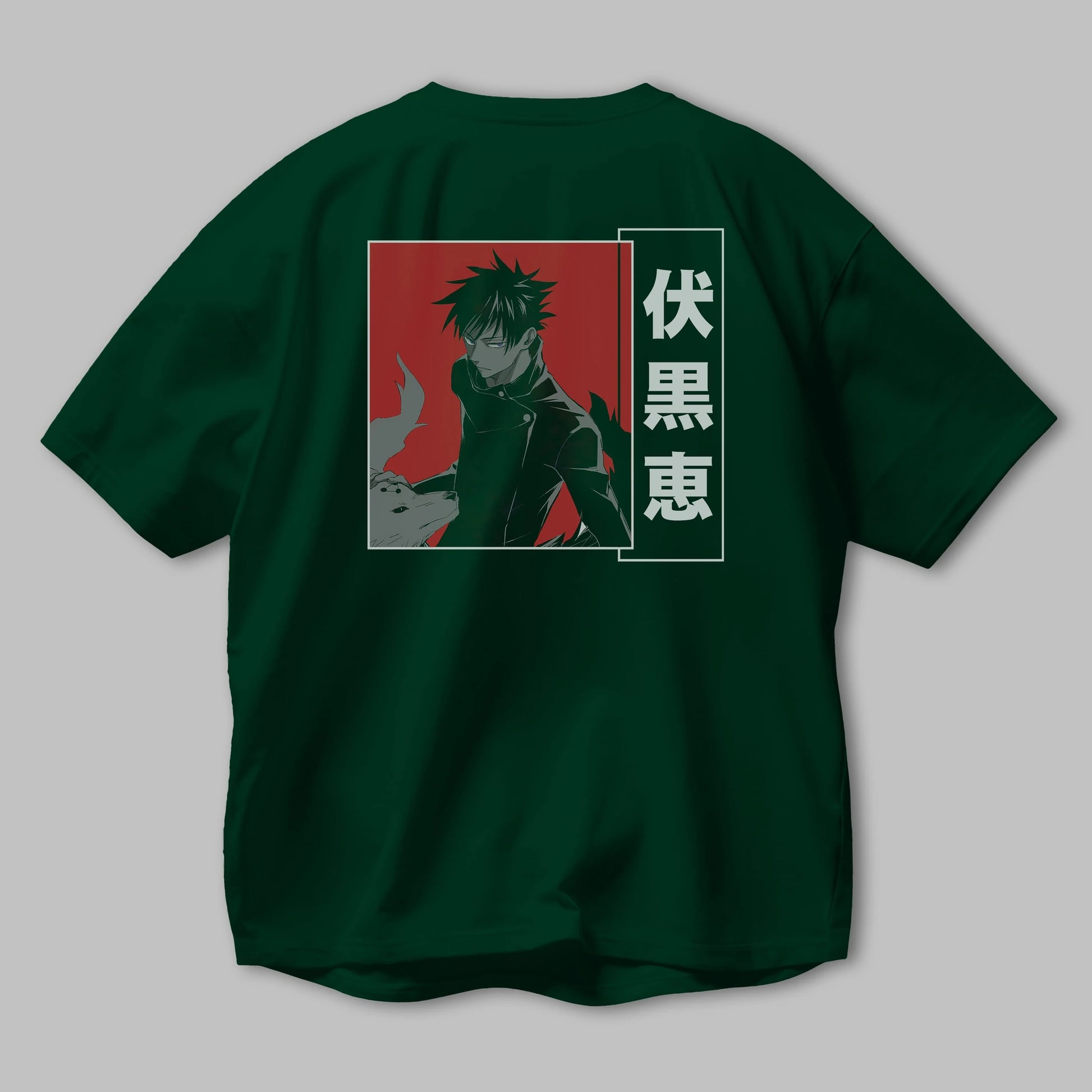 Megumi Fushiguro Anime Arka Baskılı Oversize t-shirt Erkek Kadın Unisex