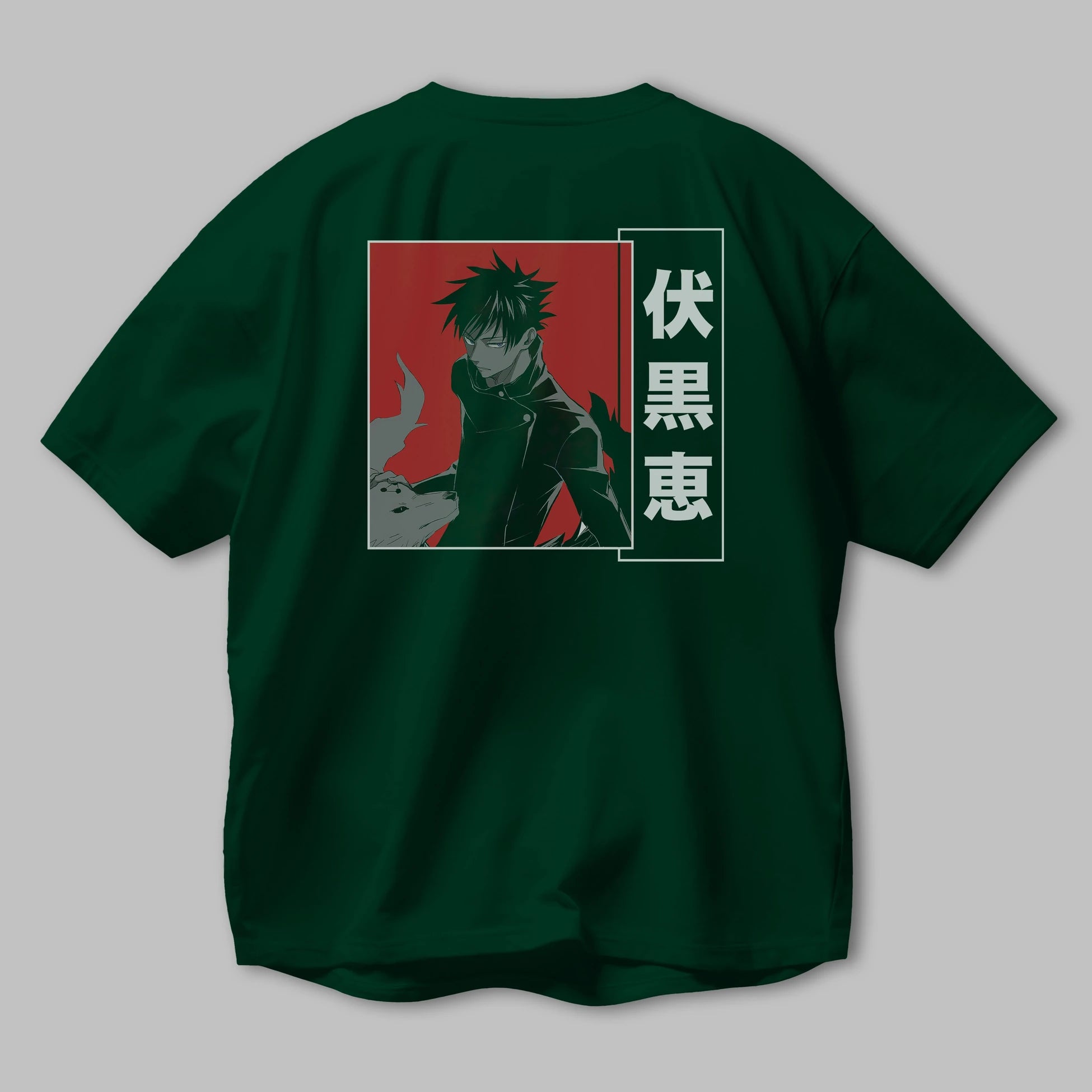 Megumi Fushiguro Anime Arka Baskılı Oversize t-shirt Erkek Kadın Unisex
