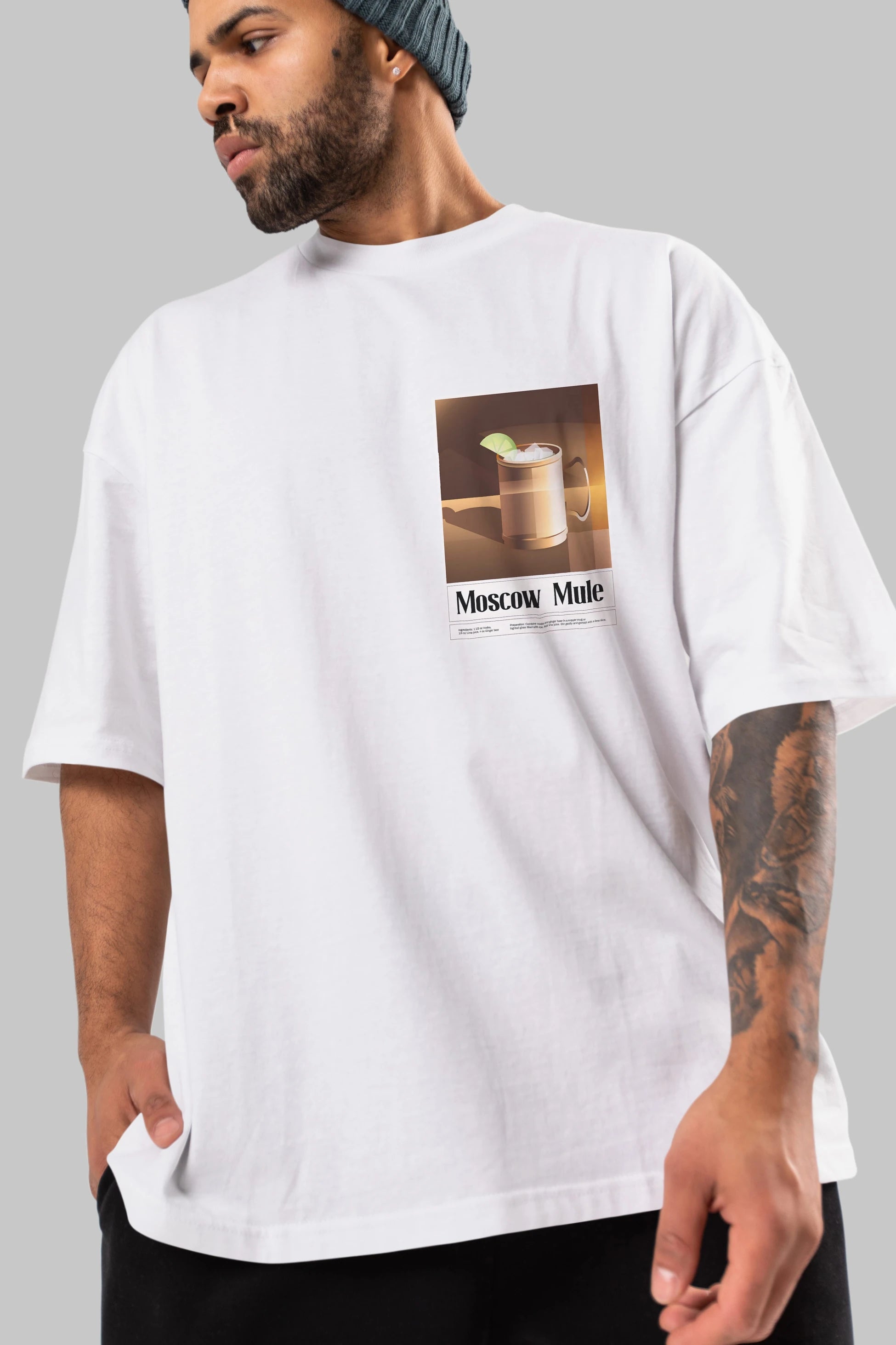 Moscow Mule 3 Ön Sol Baskılı Oversize t-shirt Erkek Kadın Unisex %100 Pamuk Bisiklet Yaka tişort
