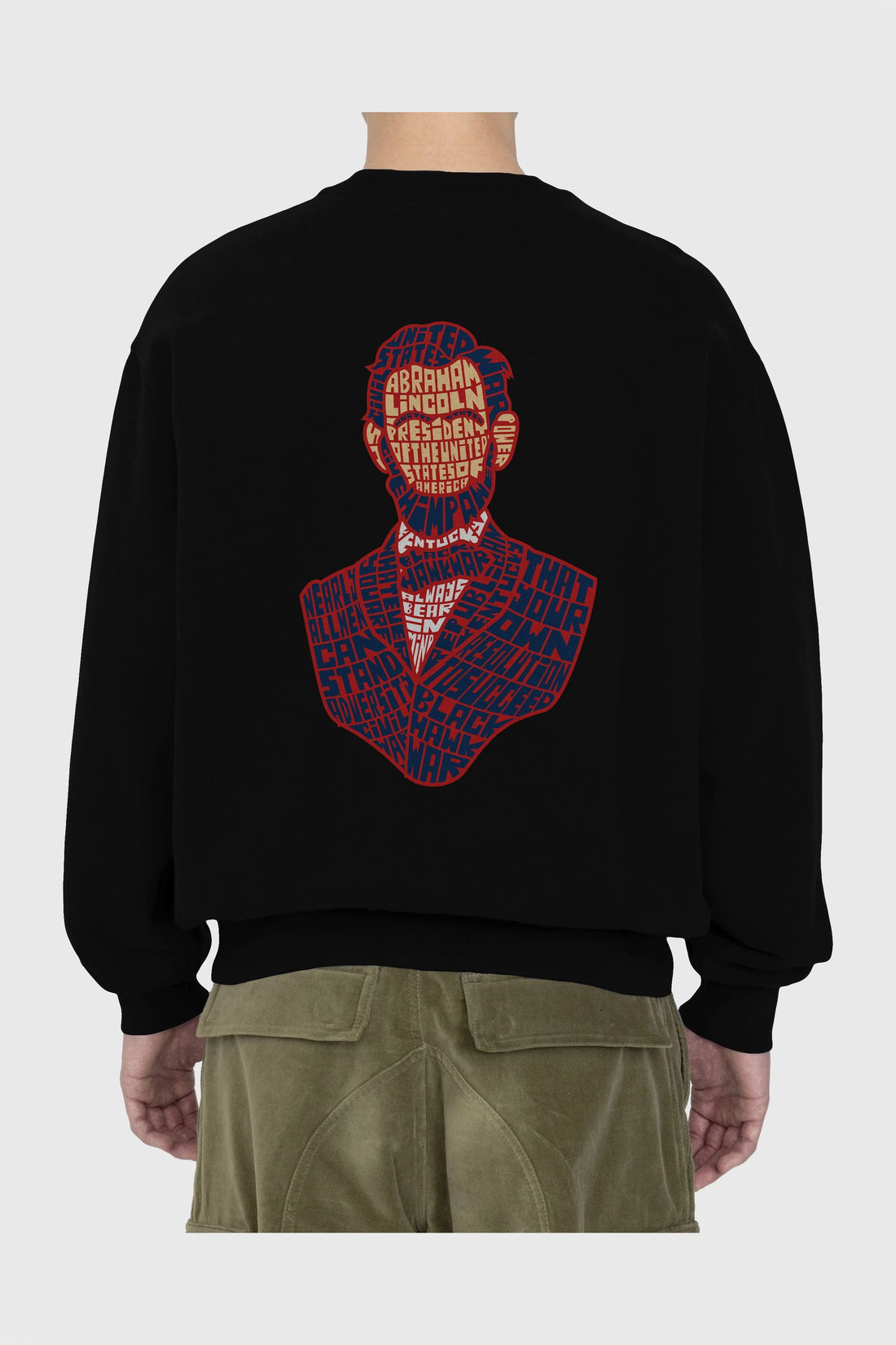 Abraham Lincoln Arka Baskılı Oversize Sweatshirt Erkek Kadın Unisex
