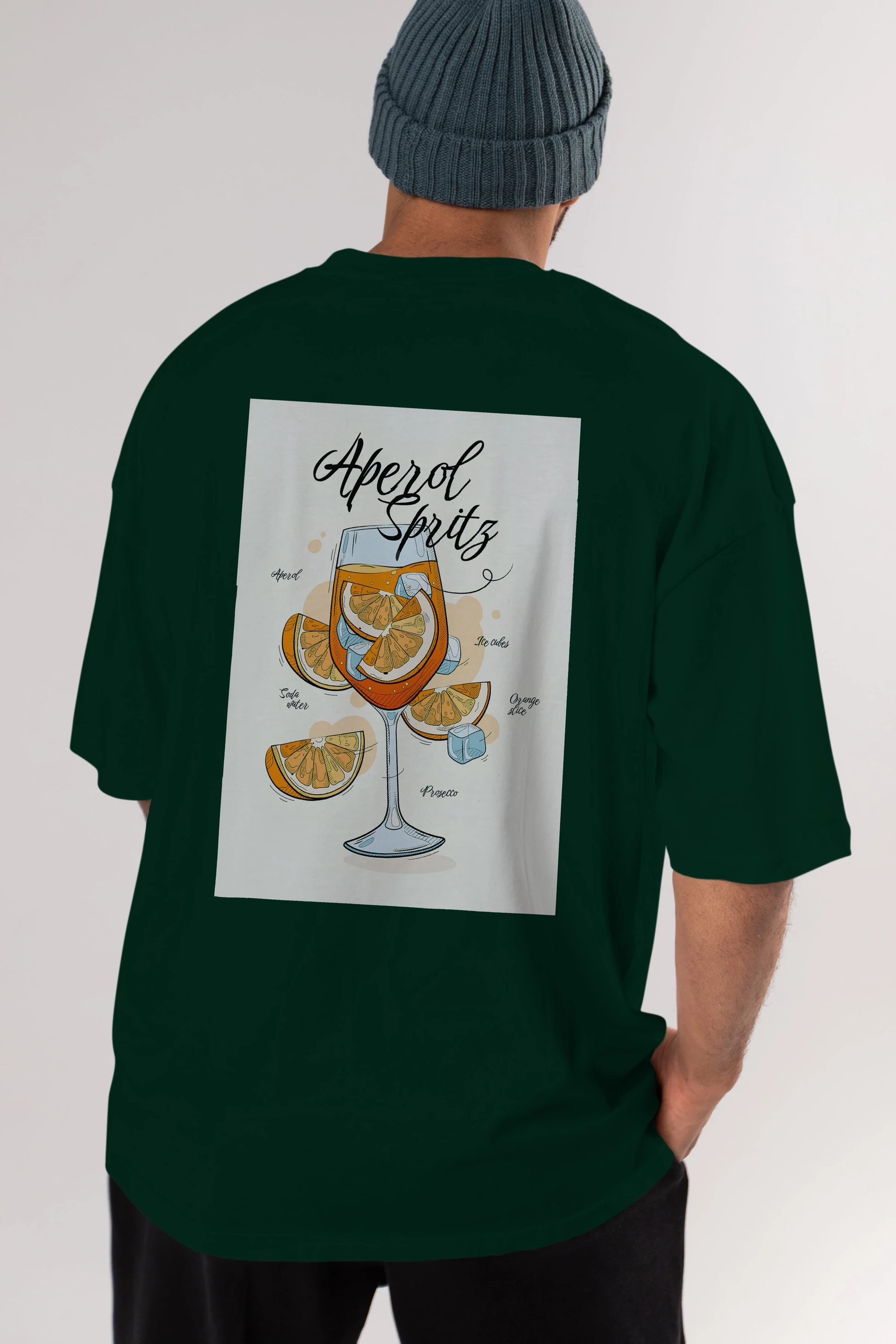 Aperol Spritz 6 Arka Baskılı Oversize t-shirt Erkek Kadın Unisex %100 Pamuk Bisiklet Yaka tişort