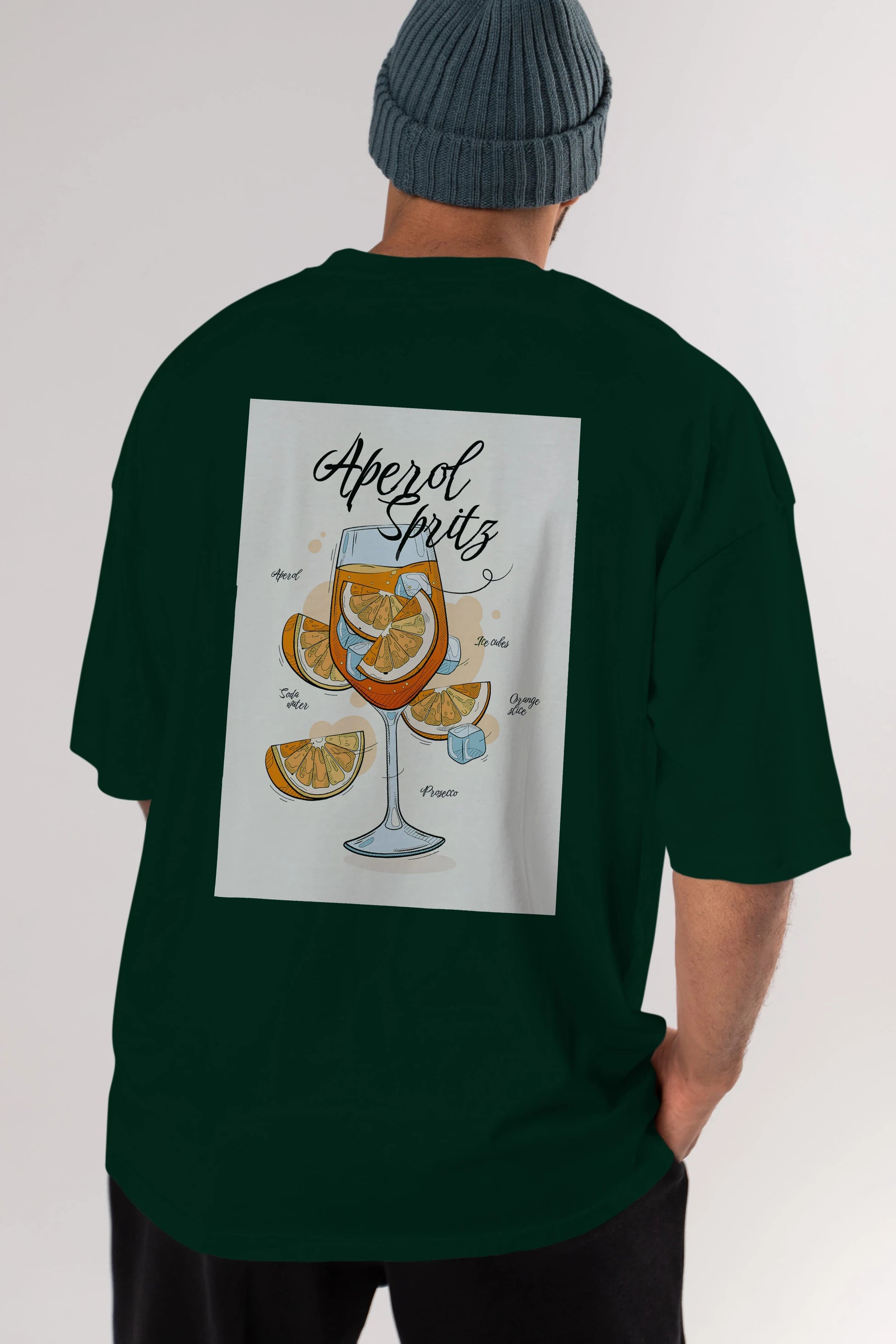 Aperol Spritz 6 Arka Baskılı Oversize t-shirt Erkek Kadın Unisex %100 Pamuk Bisiklet Yaka tişort
