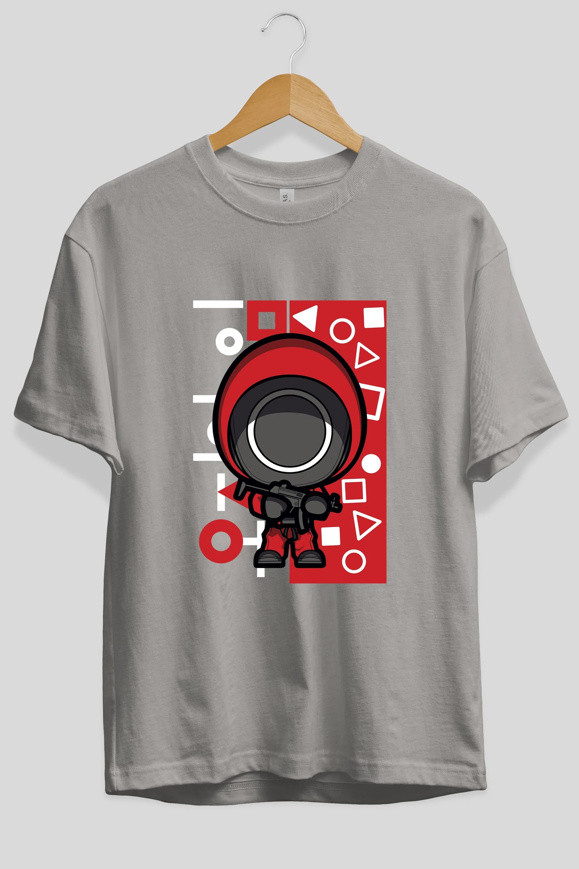 Squid Game (4) Ön Baskılı Oversize t-shirt Erkek Kadın Unisex %100 Pamuk Bisiklet Yaka tişort