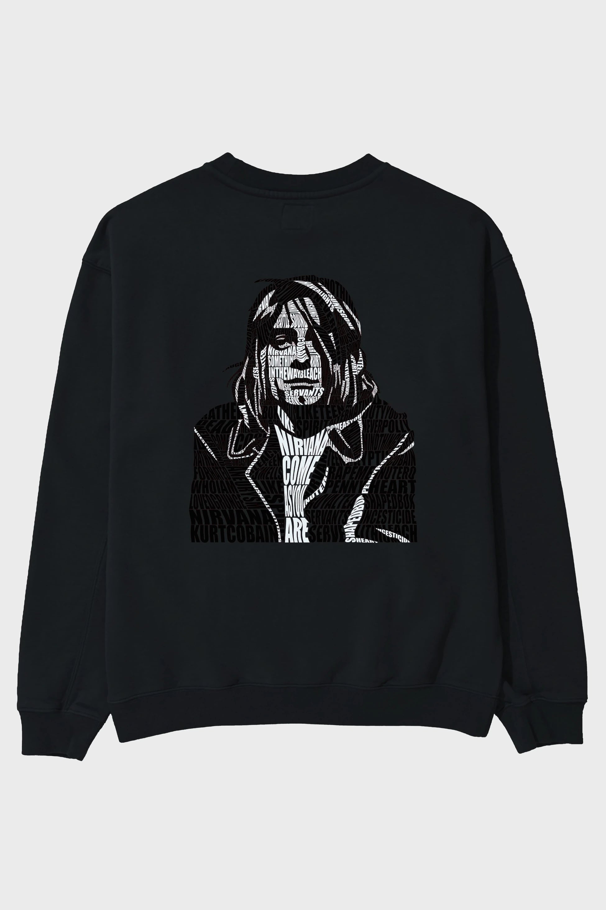 Kurt Cobain Calligram Arka Baskılı Oversize Sweatshirt Erkek Kadın Unisex