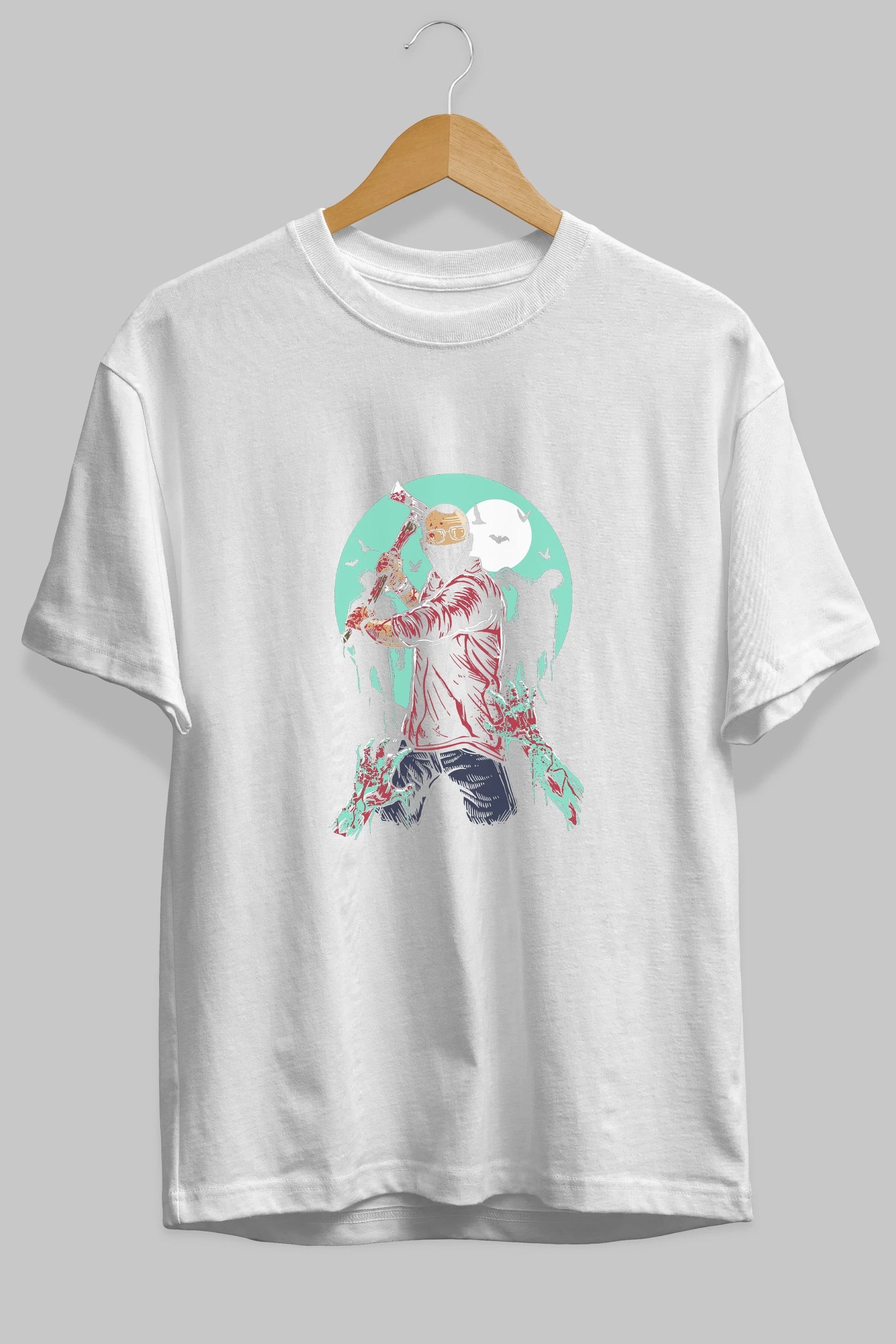 Zombie Killer Ön Baskılı Oversize t-shirt Erkek Kadın Unisex %100 Pamuk tişort