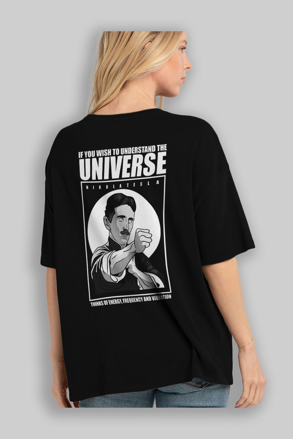Nicola Tesla Ip Man Arka Baskılı Oversize t-shirt Erkek Kadın Unisex %100 Pamuk tişort