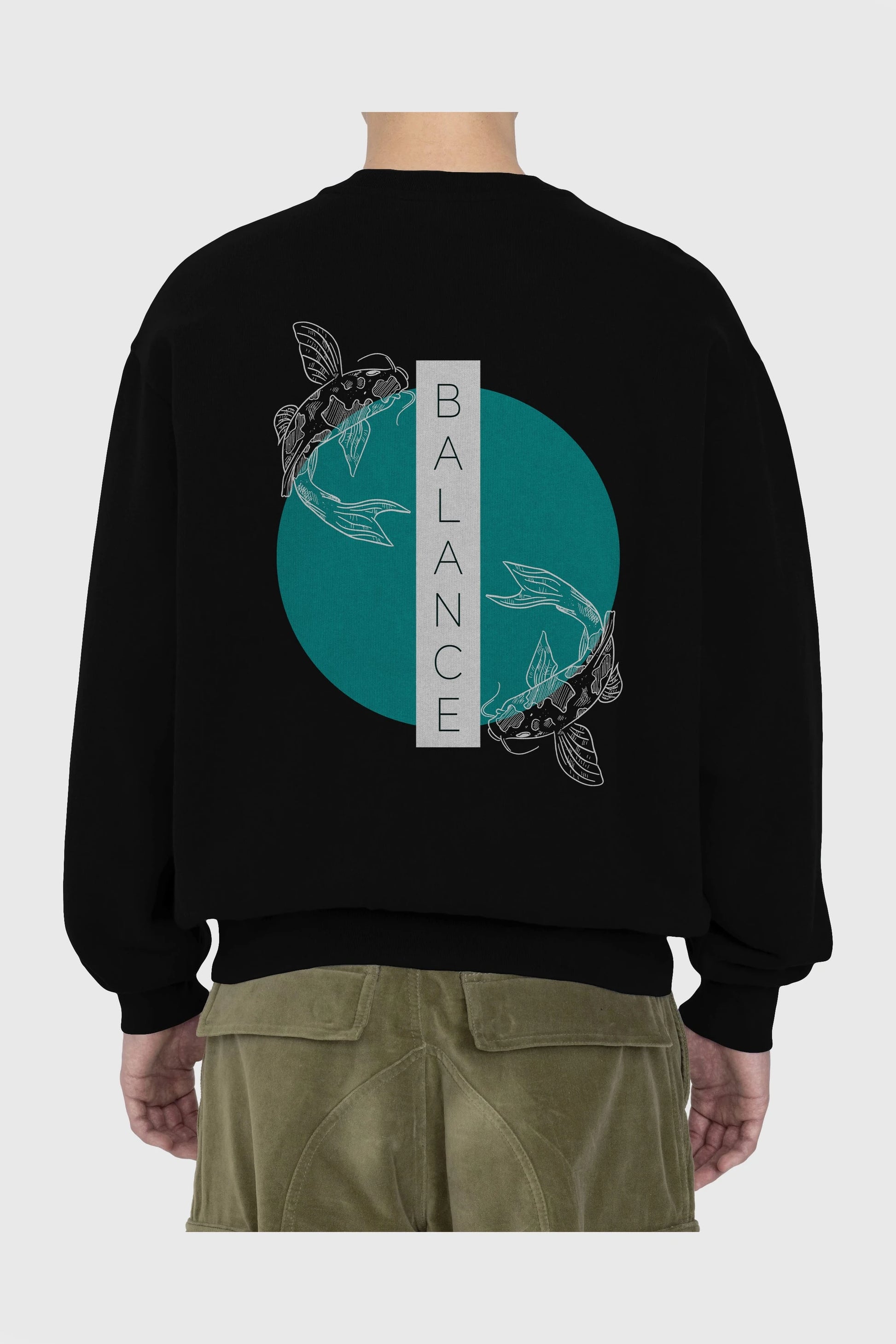 Balance 2 Yazılı Arka Baskılı Oversize Sweatshirt Erkek Kadın Unisex
