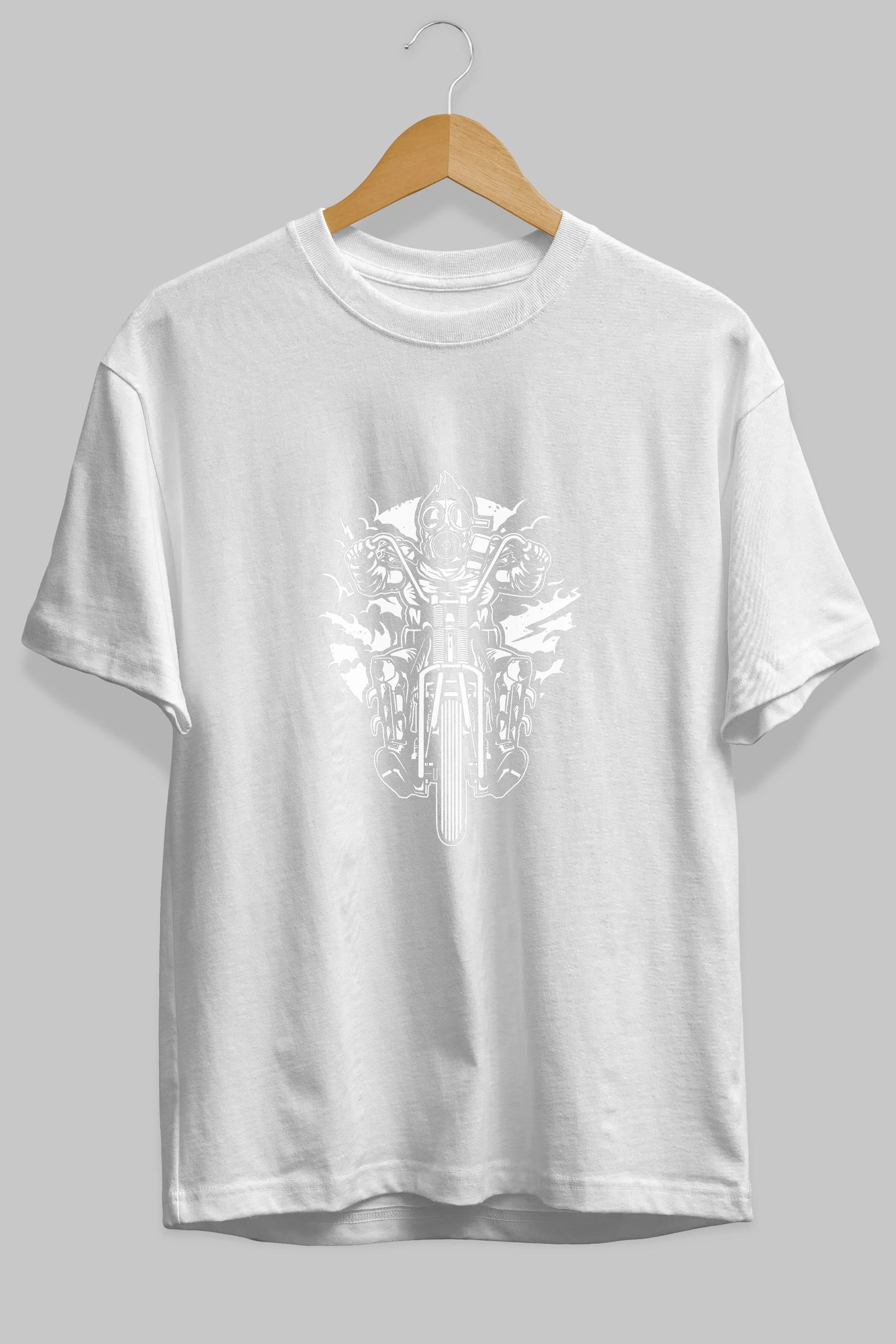 Gasmask Chopper Ön Baskılı Oversize t-shirt Erkek Kadın Unisex %100 Pamuk tişort