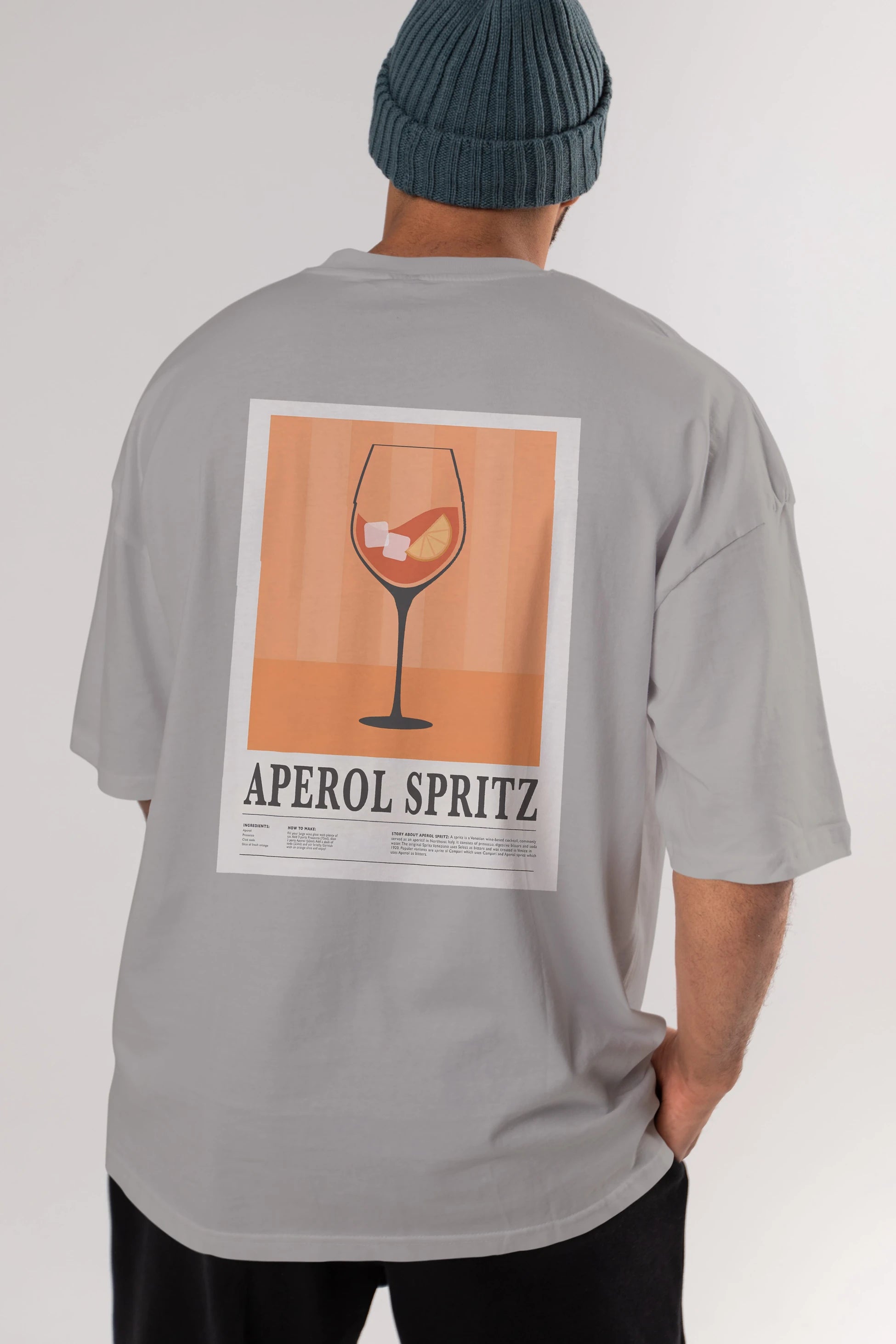 Aperol Spritz 8 Arka Baskılı Oversize t-shirt Erkek Kadın Unisex %100 Pamuk Bisiklet Yaka tişort