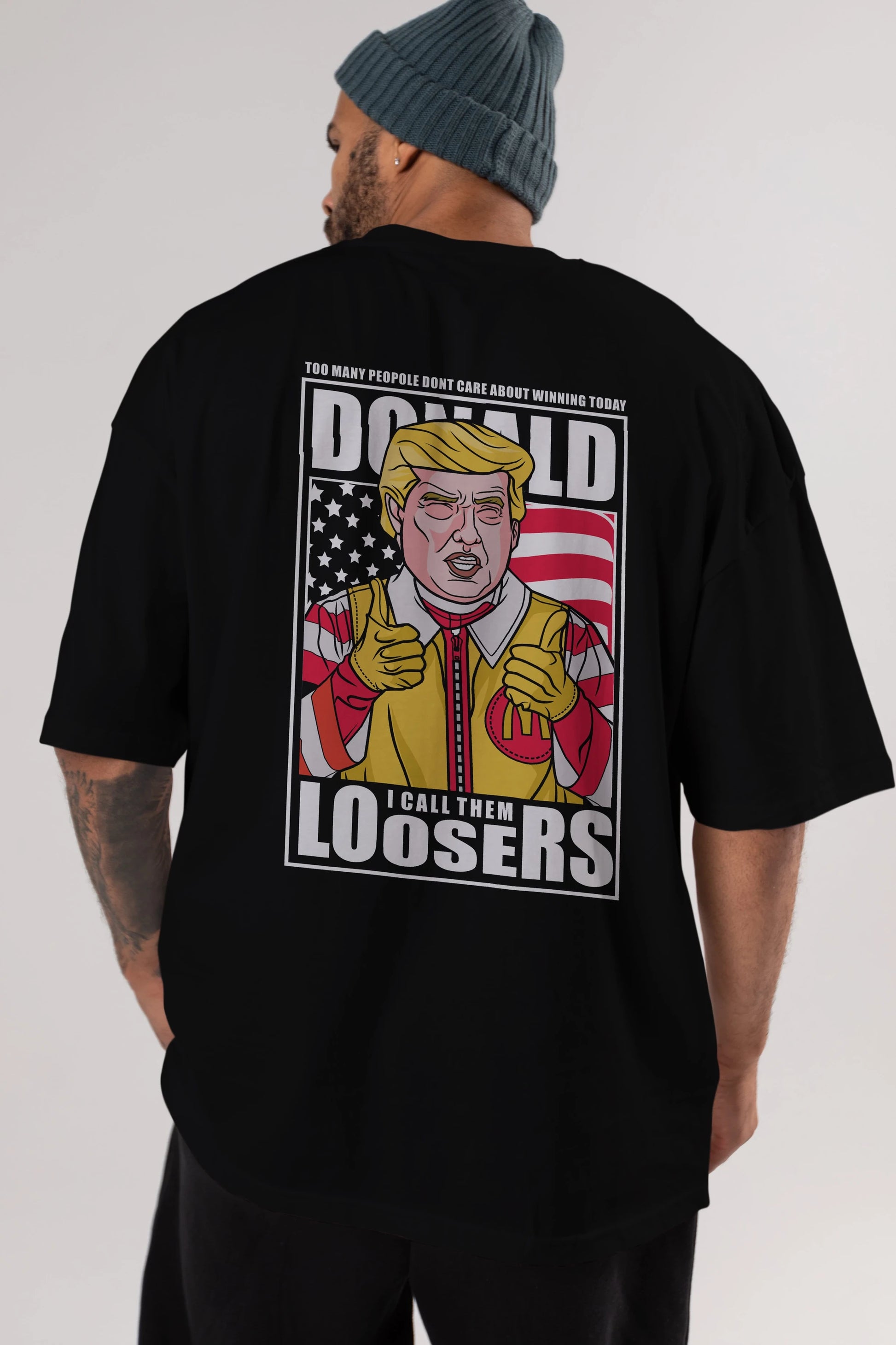 Ronald Trump Arka Baskılı Oversize t-shirt Erkek Kadın Unisex %100 Pamuk tişort