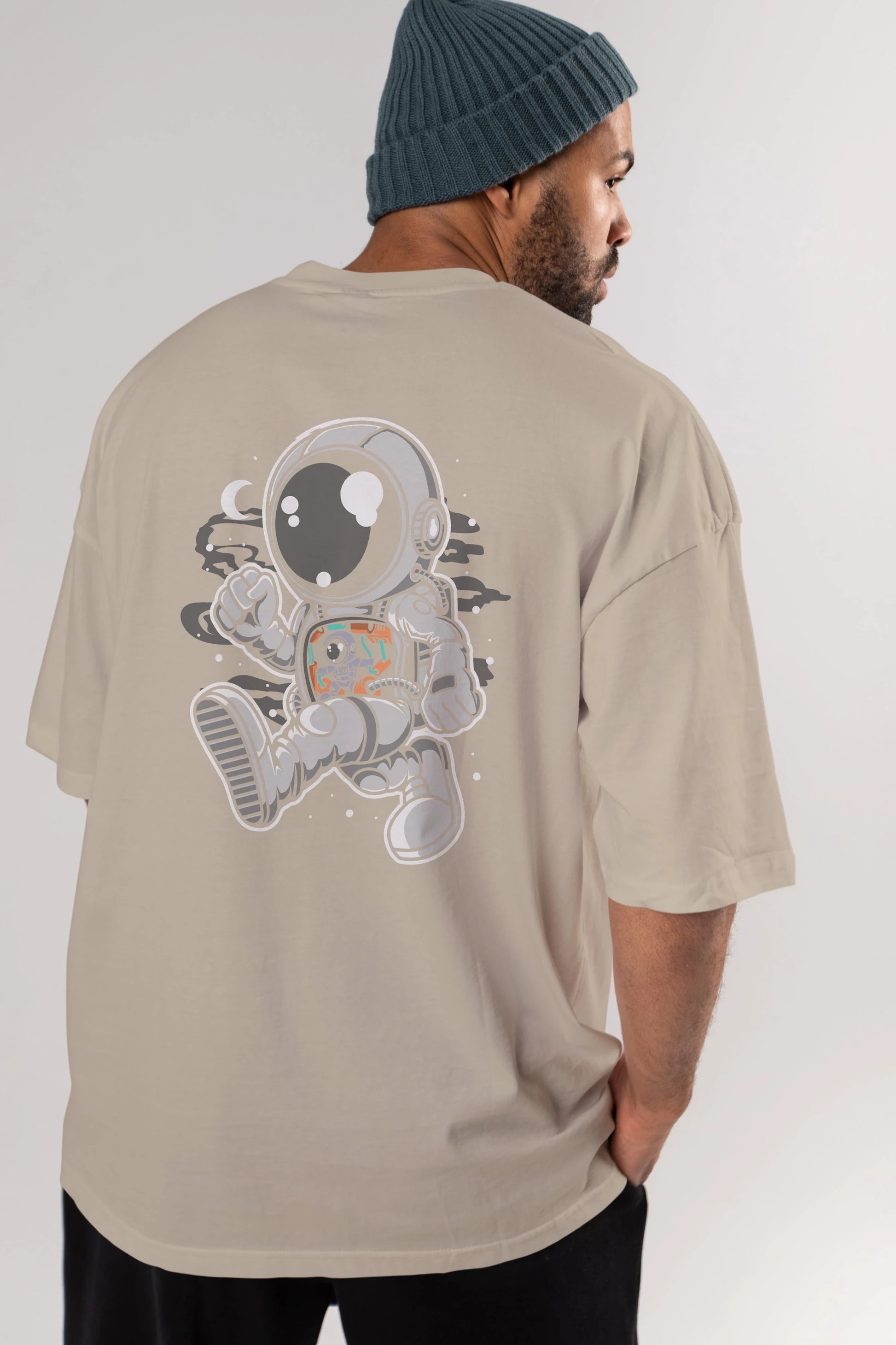 Astronaut Robotic Machine Arka Baskılı Oversize t-shirt Erkek Kadın Unisex