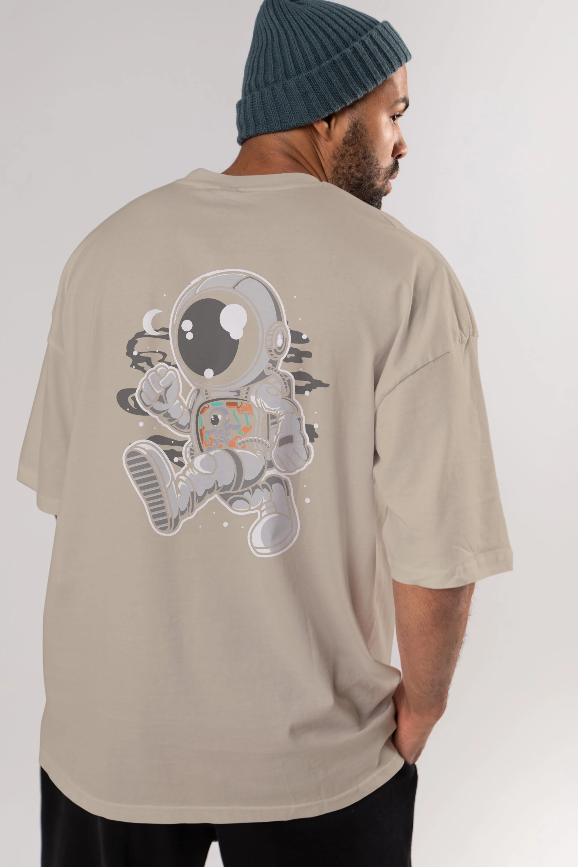 Astronaut Robotic Machine Arka Baskılı Oversize t-shirt Erkek Kadın Unisex