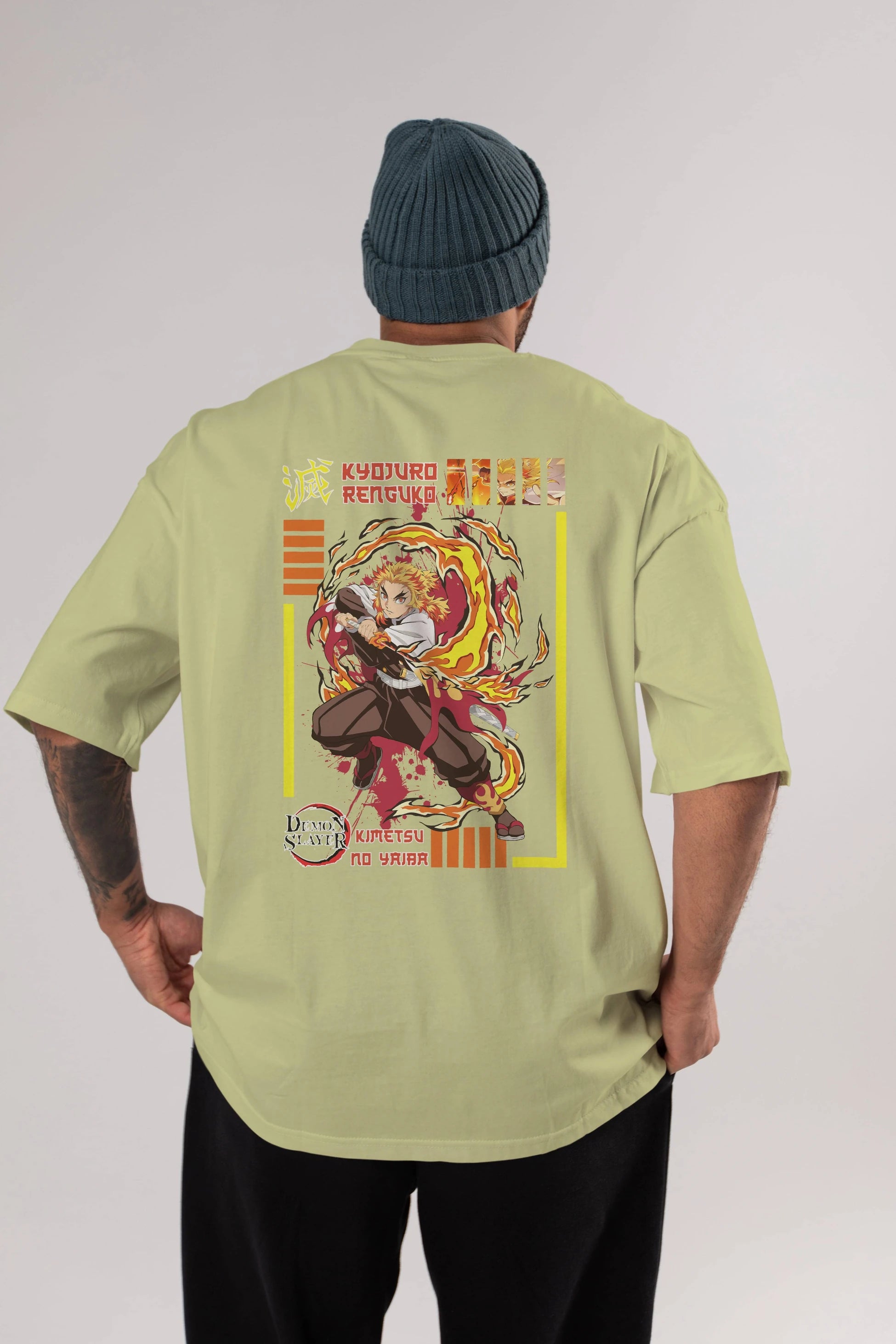 KYOJURO RENGOKU Anime Arka Baskılı Oversize t-shirt Erkek Kadın Unisex
