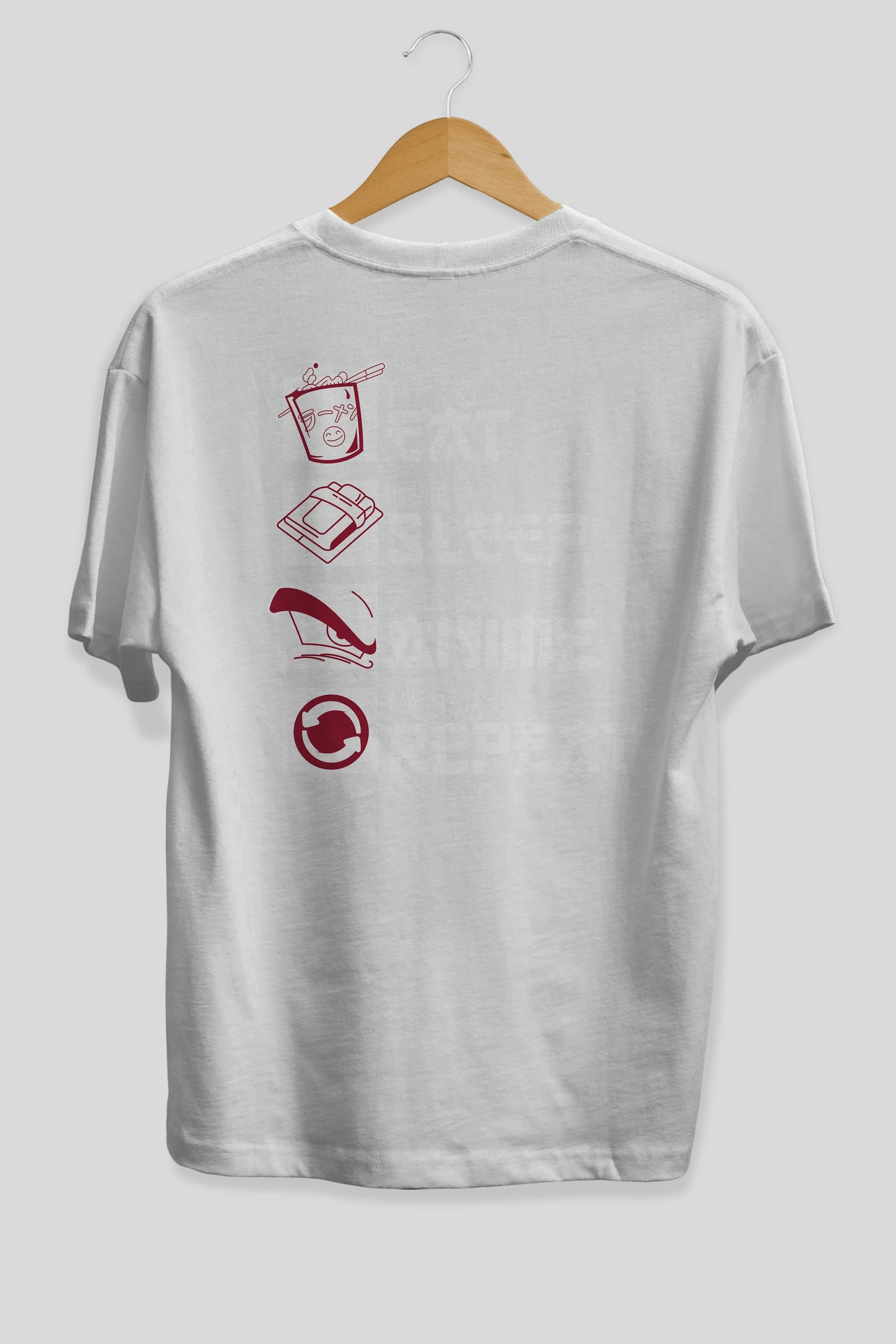 Eat, Sleep, Anime, Repeat Anime Arka Baskılı Oversize t-shirt Erkek Kadın Unisex