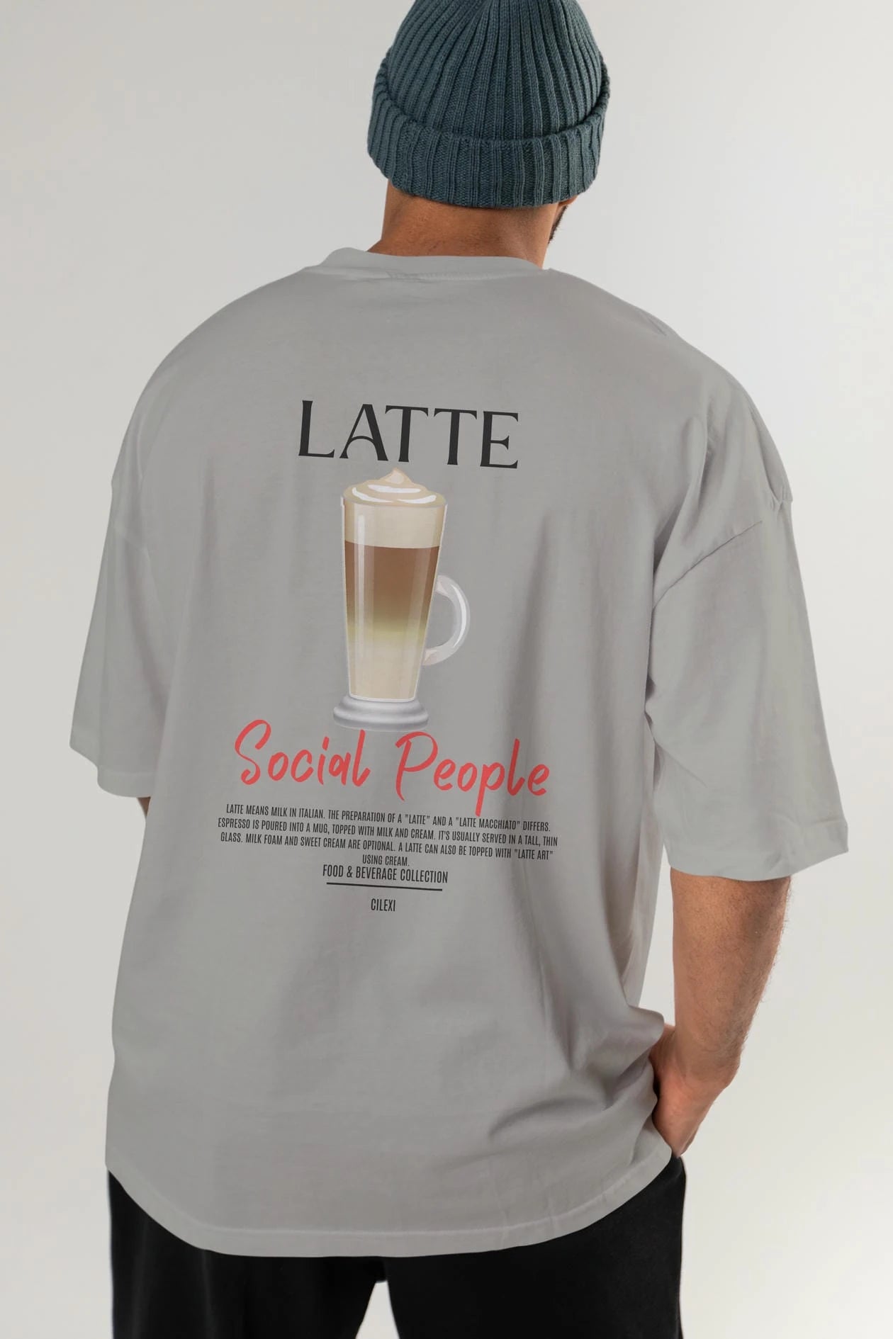 Latte Kokteyl Serisi Baskılı Oversize t-shirt Erkek Kadın Unisex %100 Pamuk Bisiklet Yaka tişort