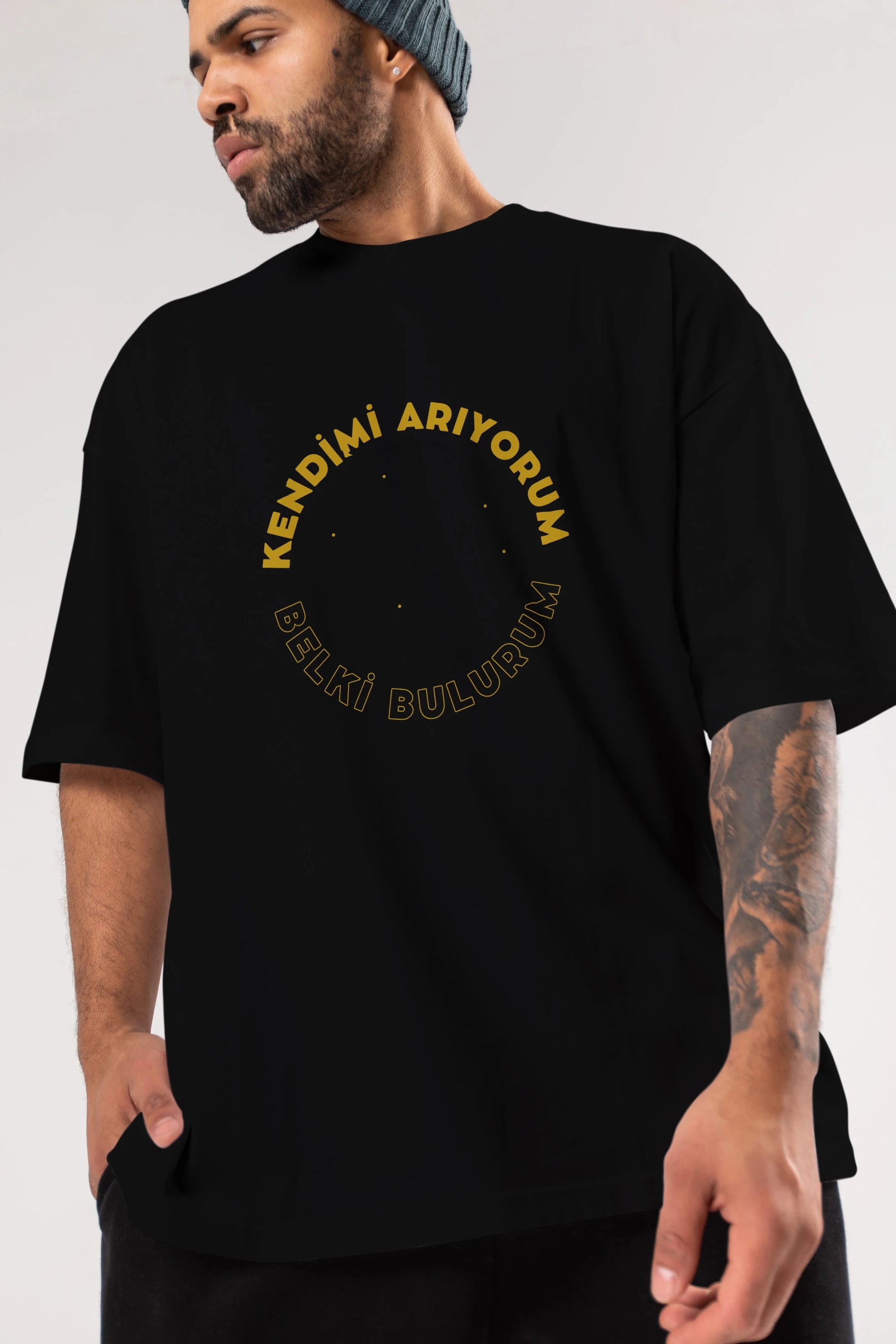 Kendimi Arıyorum Yazılı Ön Baskılı Oversize t-shirt Erkek Kadın Unisex