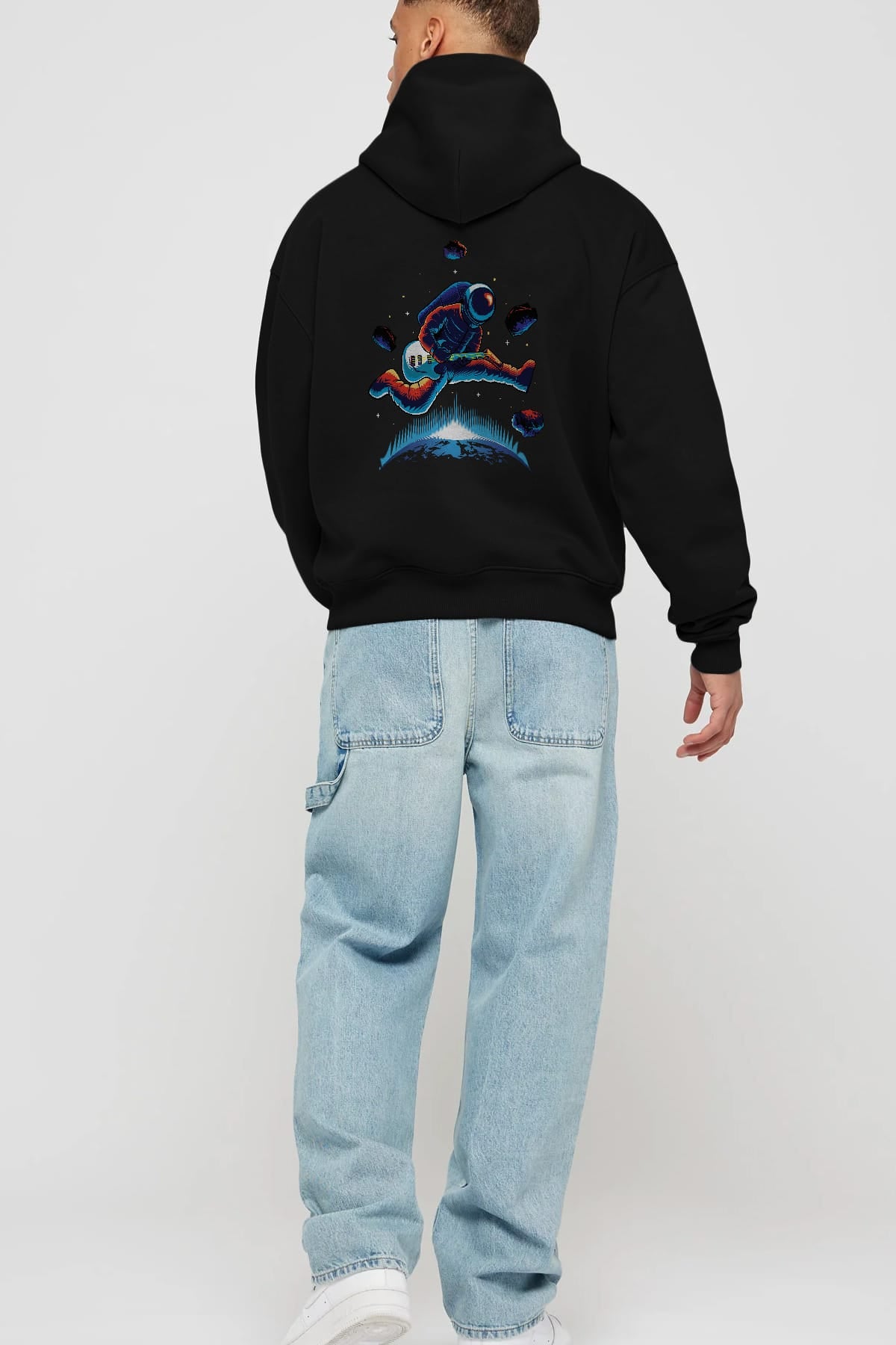 Astroguitar Arka Baskılı Hoodie Oversize Kapüşonlu Sweatshirt Erkek Kadın Unisex