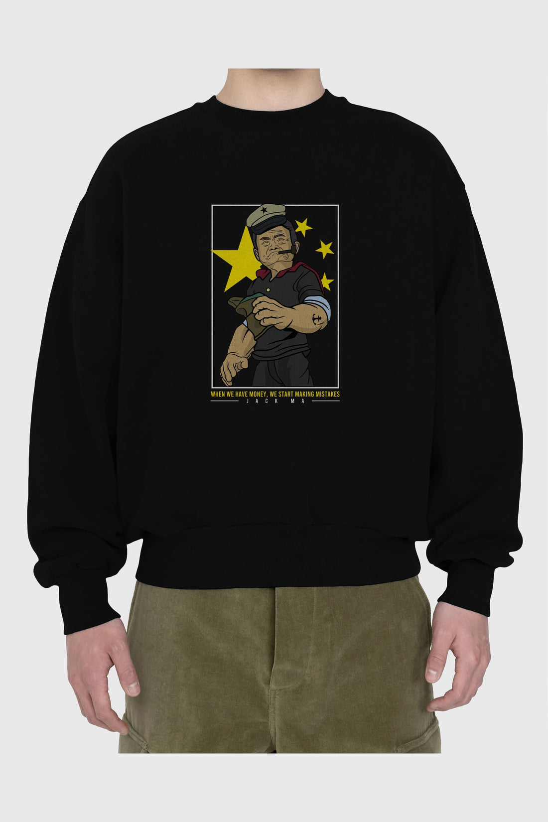 Popeye Jack Ma Ön Baskılı Oversize Sweatshirt Erkek Kadın Unisex