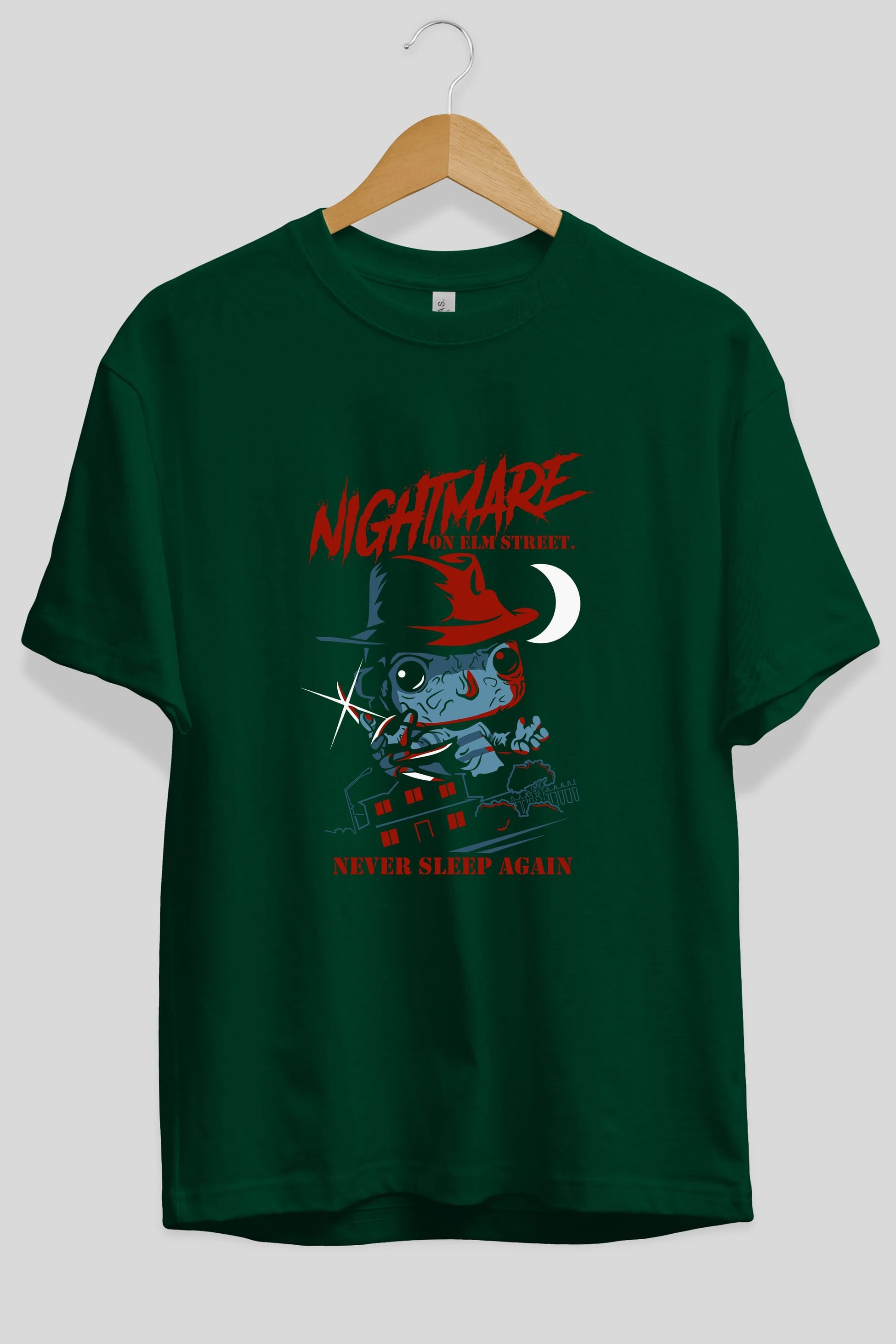 Nightmare Elm Sokağı Ön Baskılı Oversize t-shirt Erkek Kadın Unisex %100 Pamuk Bisiklet Yaka tişort
