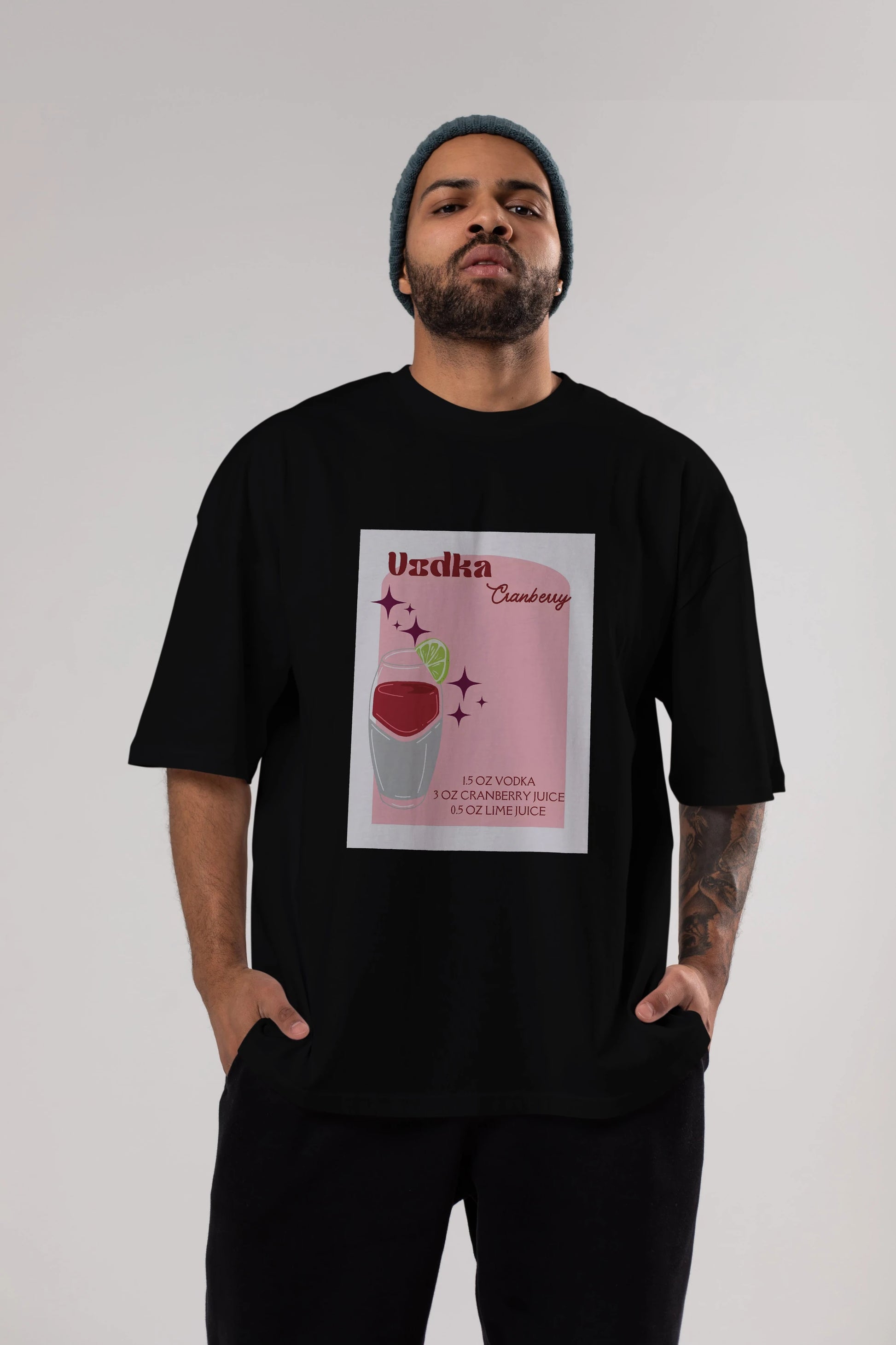 Vodka Cranberry 2 Ön Baskılı Oversize t-shirt Erkek Kadın Unisex %100 Pamuk Bisiklet Yaka tişort