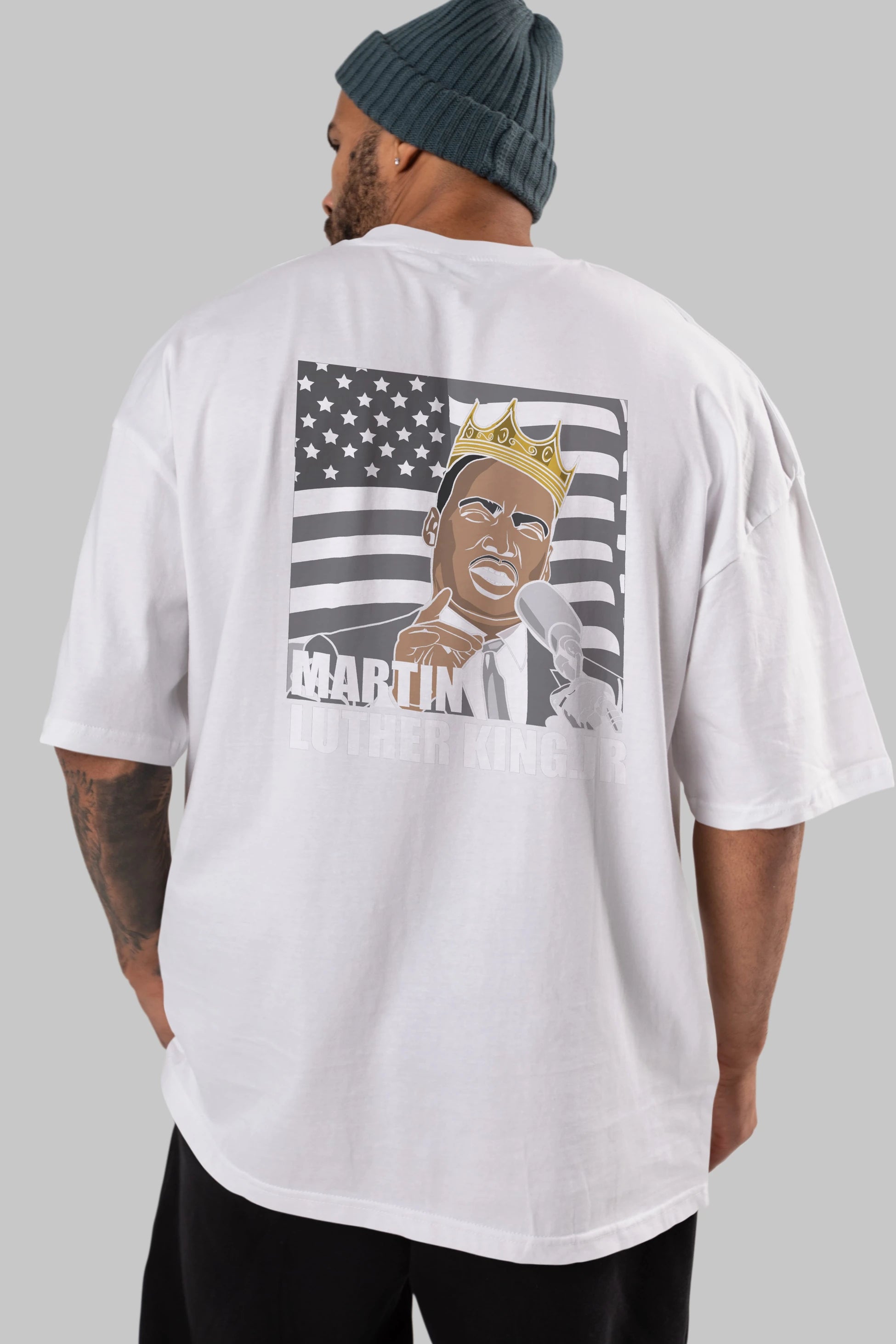 Luther King Arka Baskılı Oversize t-shirt Erkek Kadın Unisex %100 Pamuk tişort